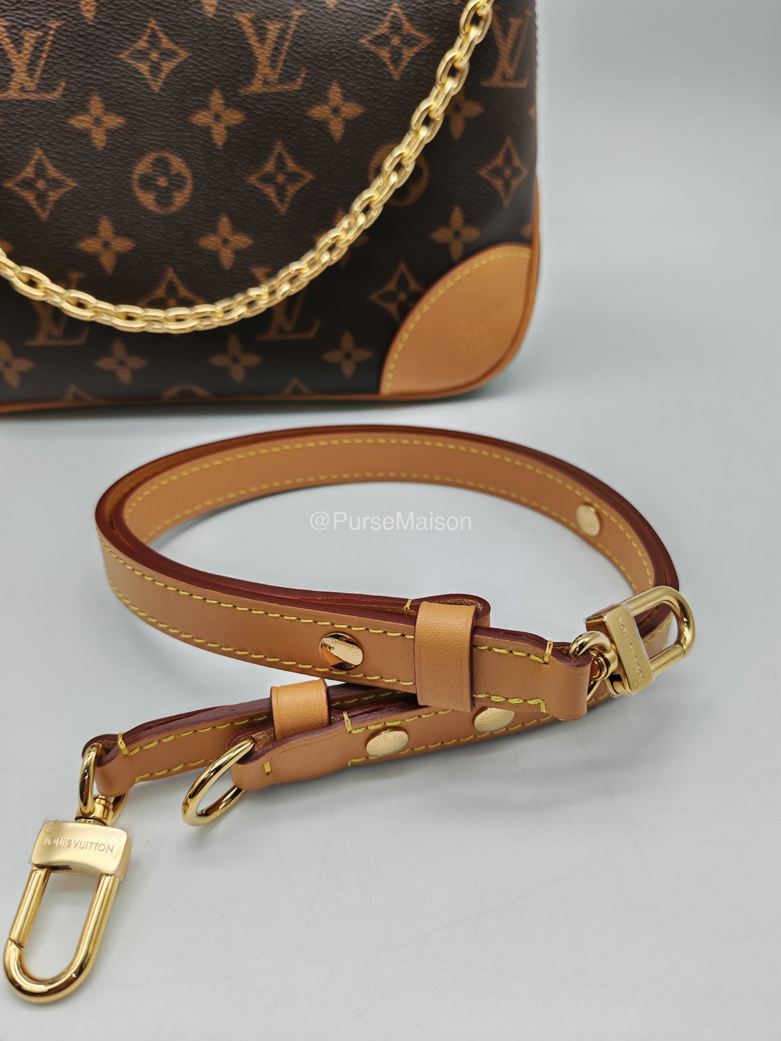 Louis Vuitton Boulogne PM Handbag in Monogram Canvas and Gold Hardware Microchip
