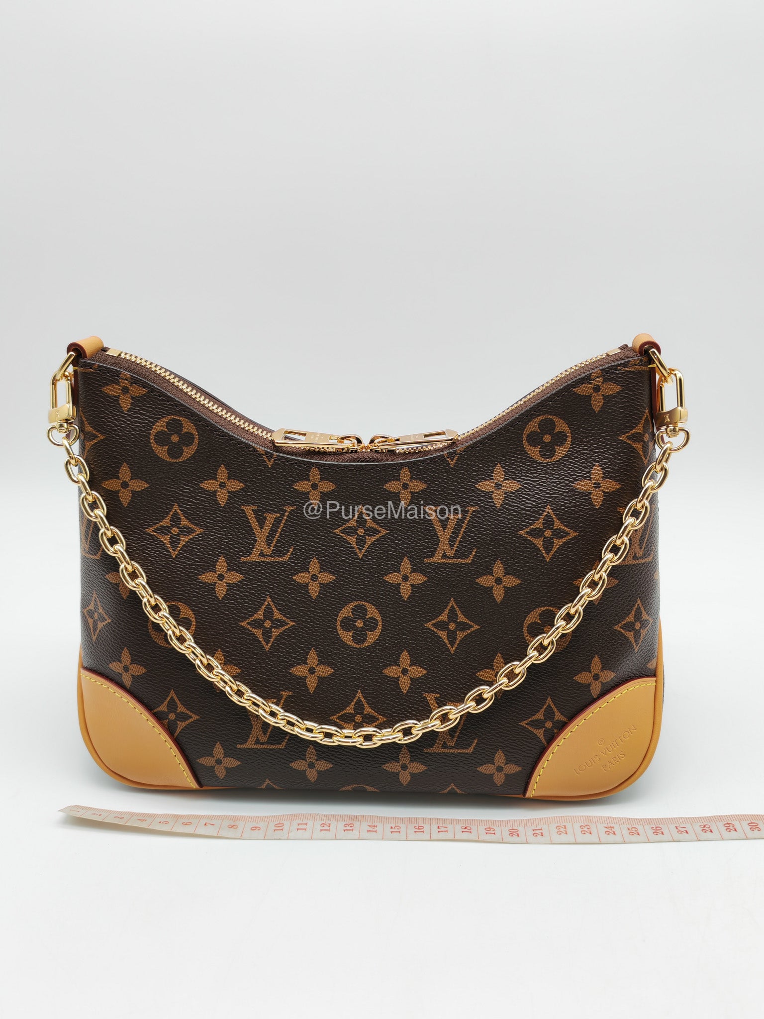 Louis Vuitton Boulogne PM Handbag in Monogram Canvas and Gold Hardware Microchip