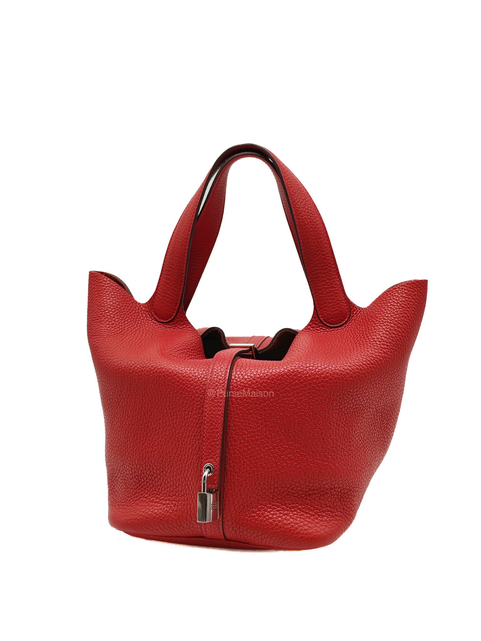 Hermes Picotin Lock 22 in Rouge Casaque Clemence Leather Palladium Hardware Stamp X (2016)