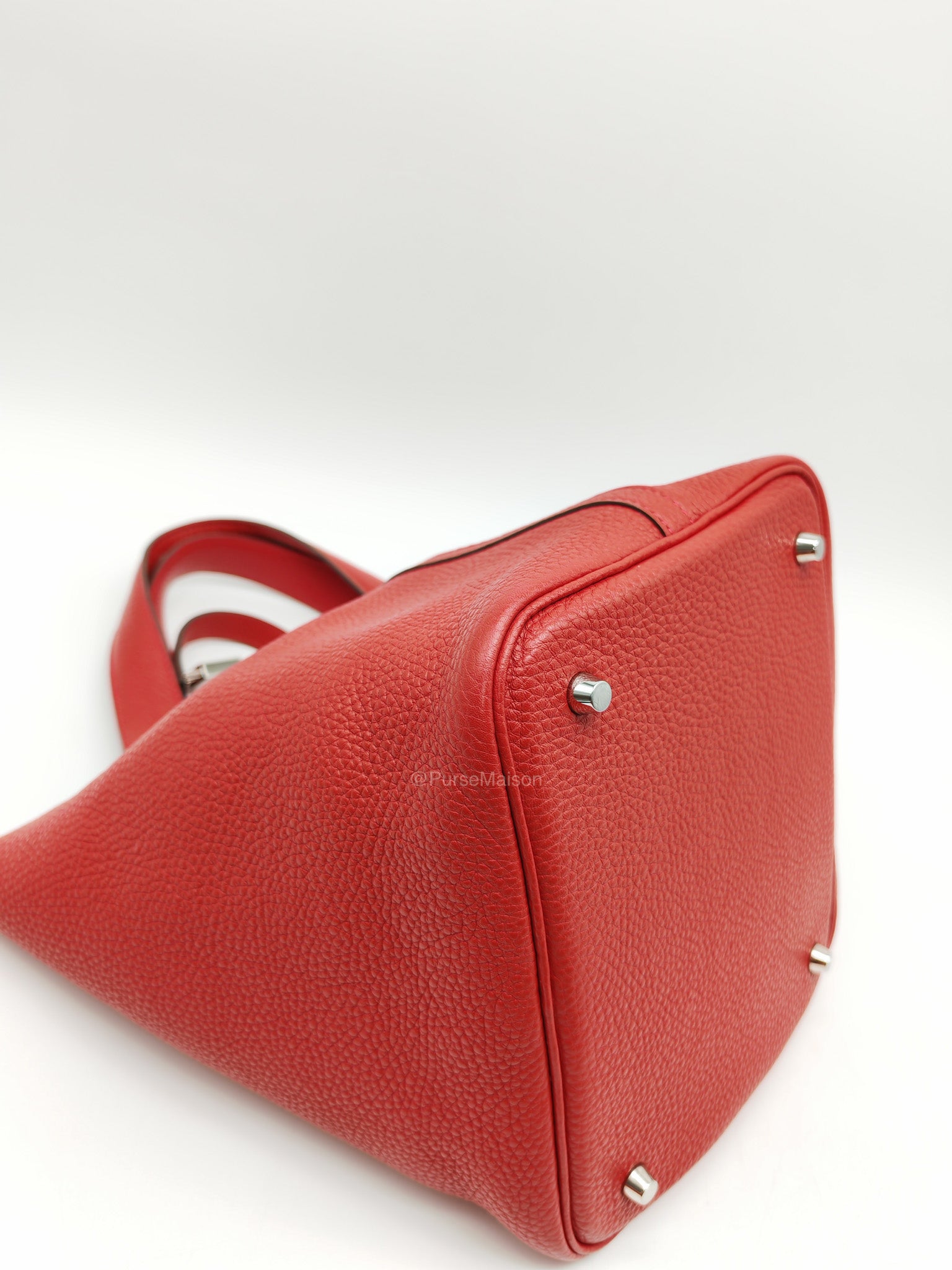 Hermes Picotin Lock 22 in Rouge Casaque Clemence Leather Palladium Hardware Stamp X (2016)