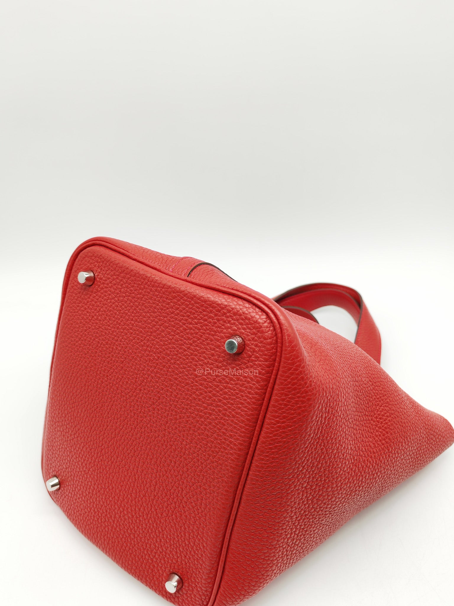 Hermes Picotin Lock 22 in Rouge Casaque Clemence Leather Palladium Hardware Stamp X (2016)