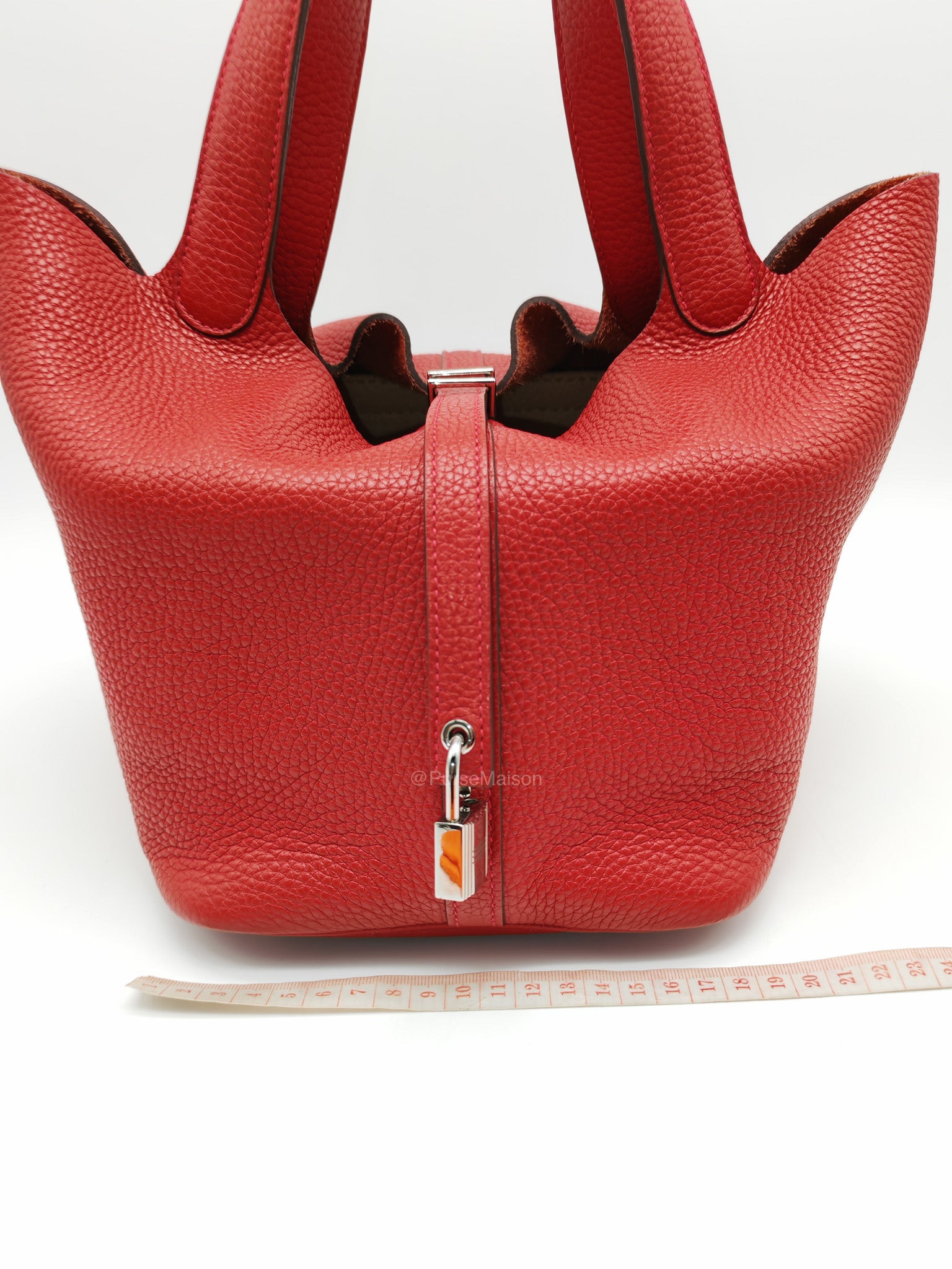 Hermes Picotin Lock 22 in Rouge Casaque Clemence Leather Palladium Hardware Stamp X (2016)