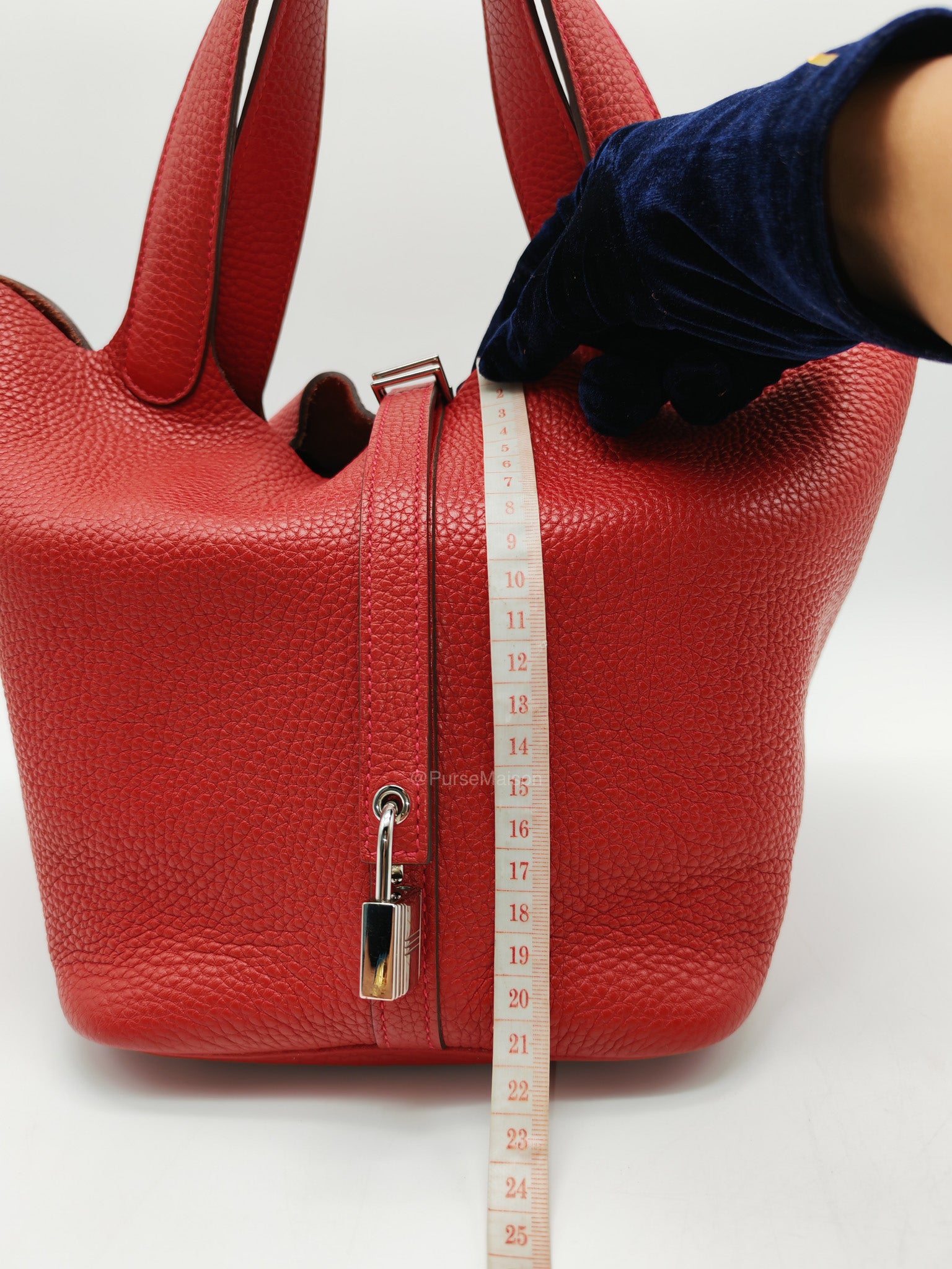 Hermes Picotin Lock 22 in Rouge Casaque Clemence Leather Palladium Hardware Stamp X (2016)