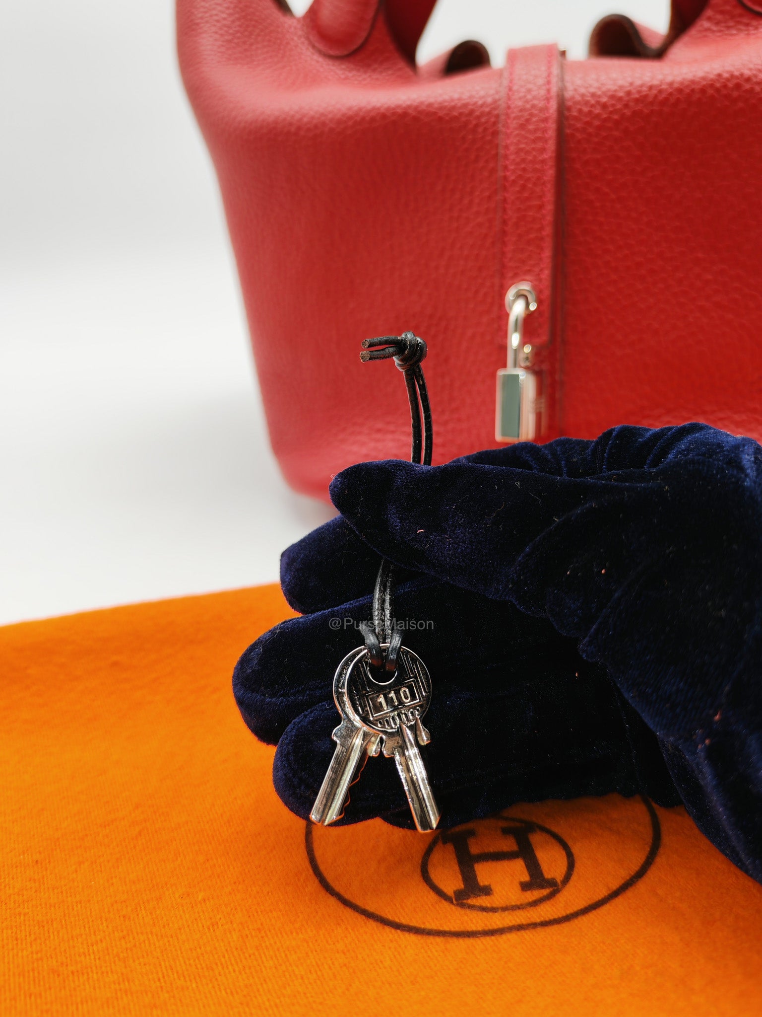 Hermes Picotin Lock 22 in Rouge Casaque Clemence Leather Palladium Hardware Stamp X (2016)