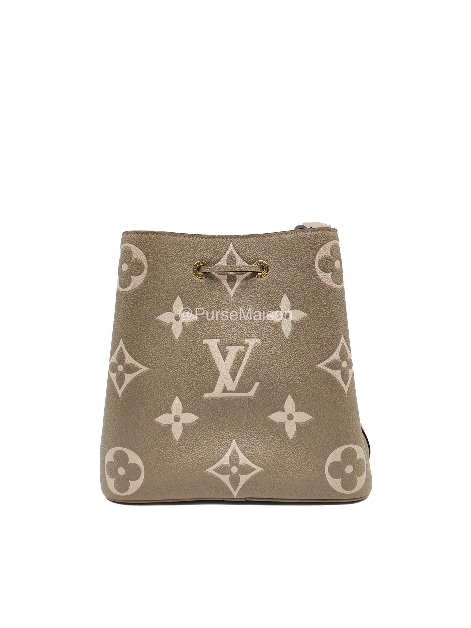 Louis Vuitton Neo Noe MM in Bicolor Monogram Tourterelle Empreinte Leather (Microchip)