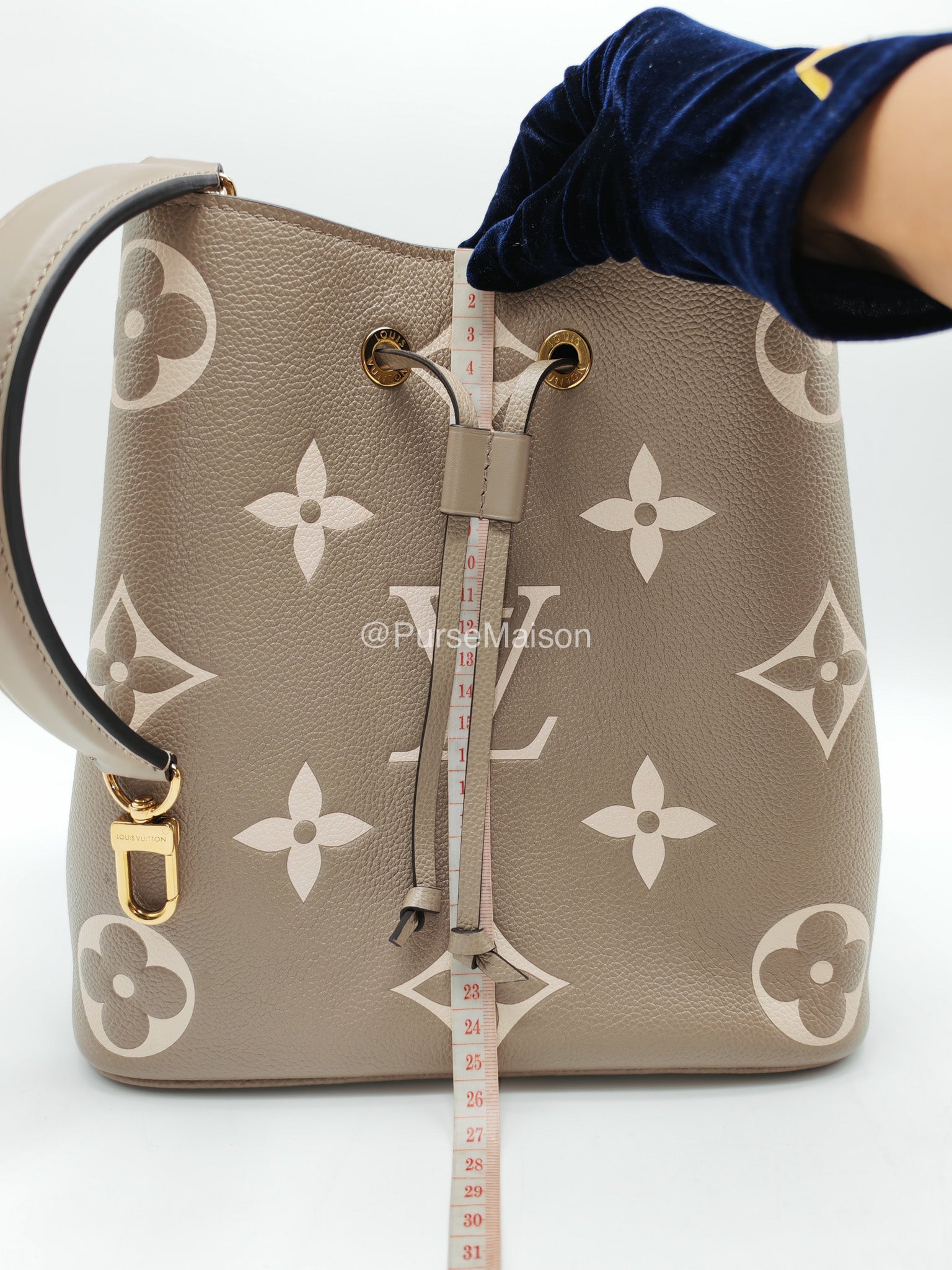 Louis Vuitton Neo Noe MM in Bicolor Monogram Tourterelle Empreinte Leather (Microchip)