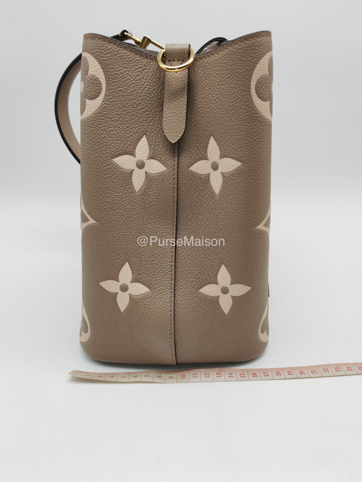 Louis Vuitton Neo Noe MM in Bicolor Monogram Tourterelle Empreinte Leather (Microchip)
