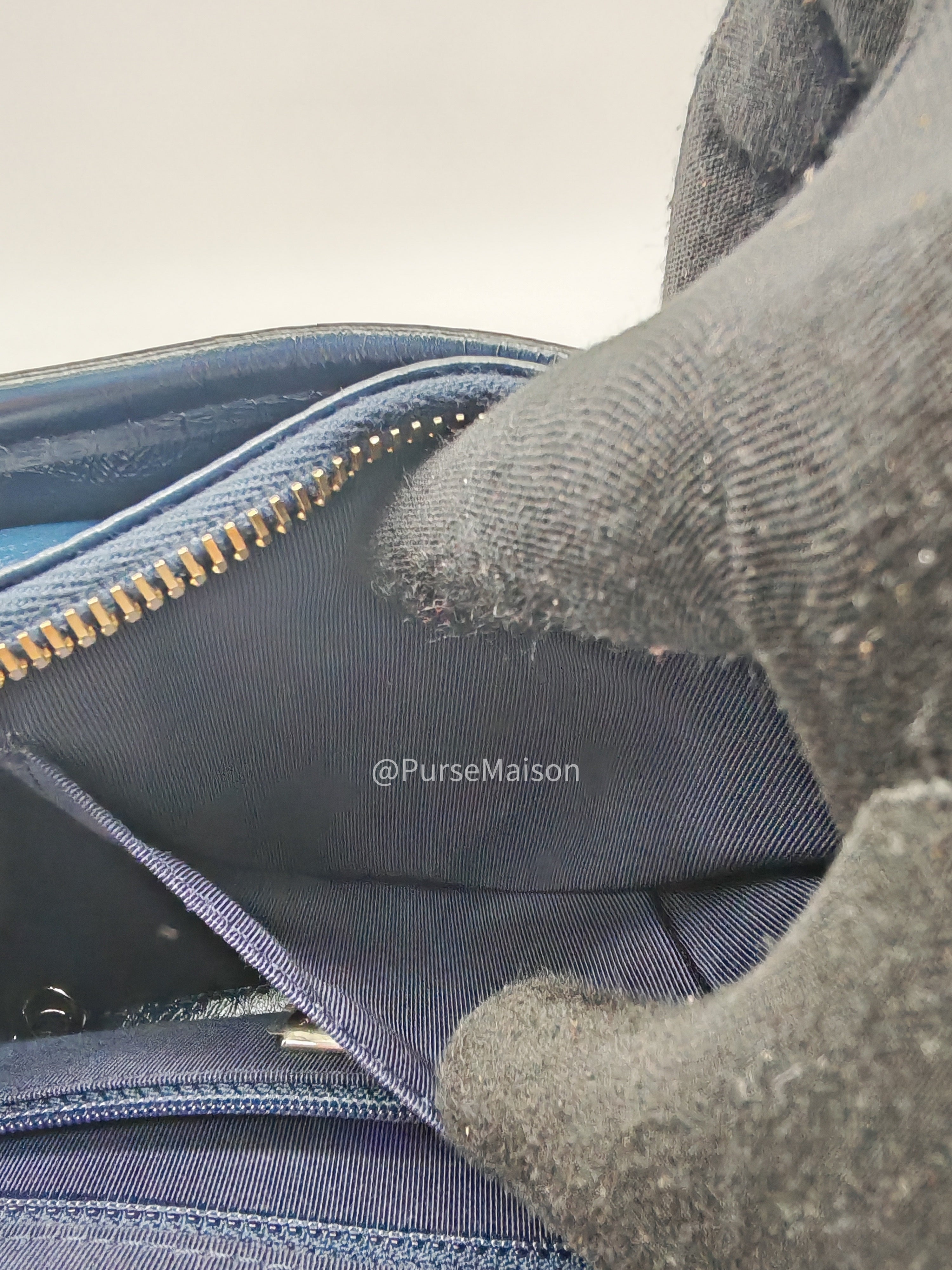 Chanel Gabrielle Hobo Bag Small in Sequin Logo Motif Navy Blue/White Mix Hardware (Series 27)