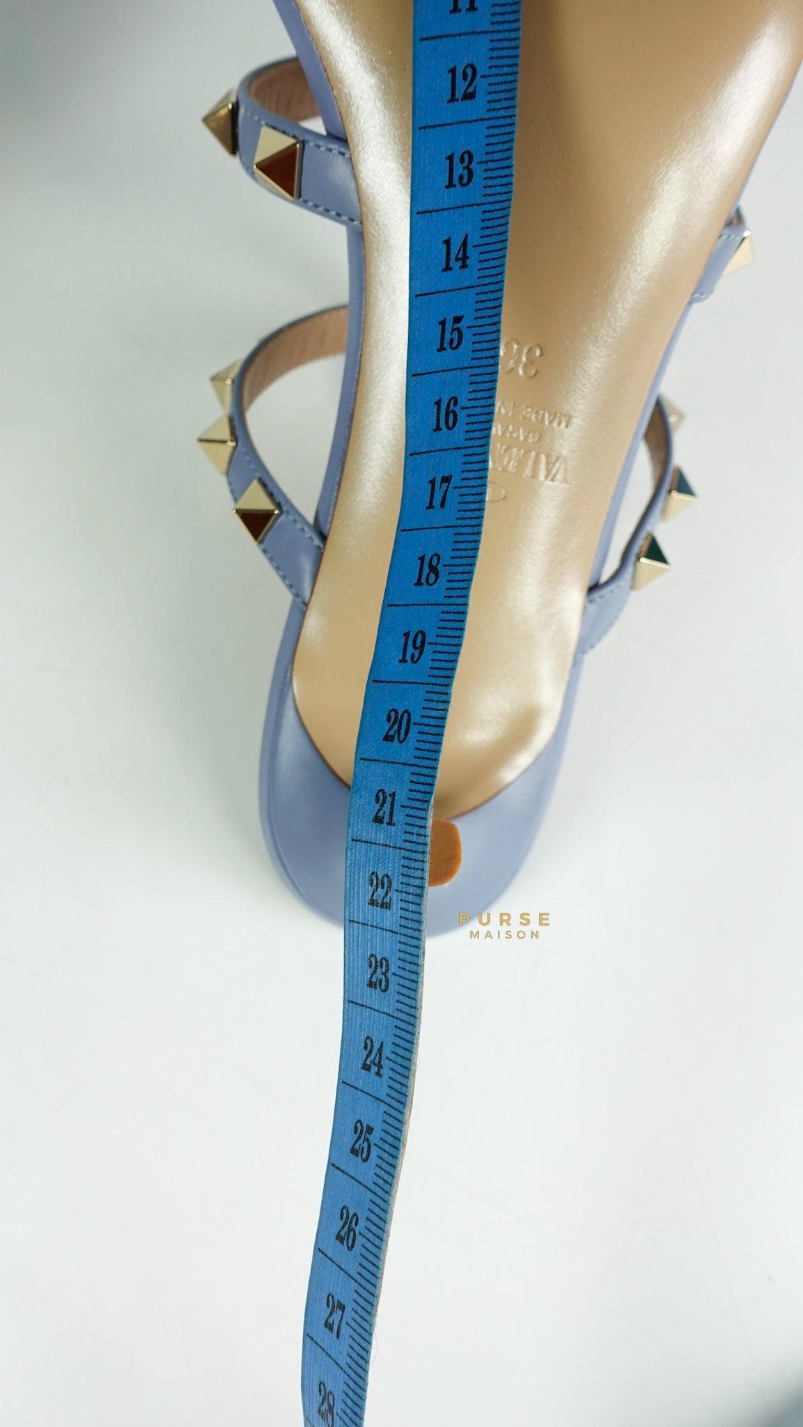 Valentino Garavani Rockstud Kitten Heel Slide Sandals in Niagara (Blue) Size 36 EUR (23cm)