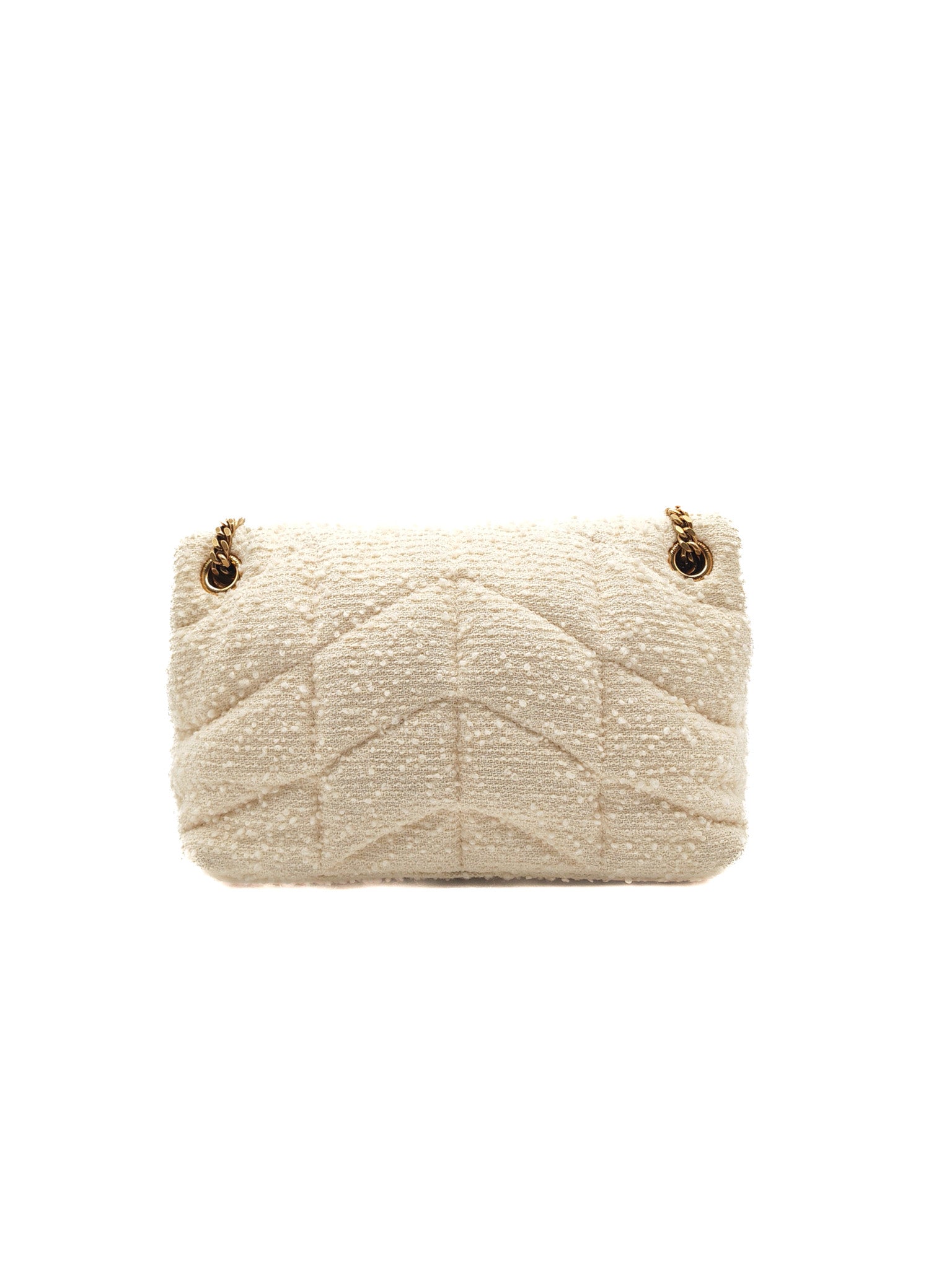 Loulou Puffer Bag Medium in Boucle Tweed Canvas & Gold Hardware