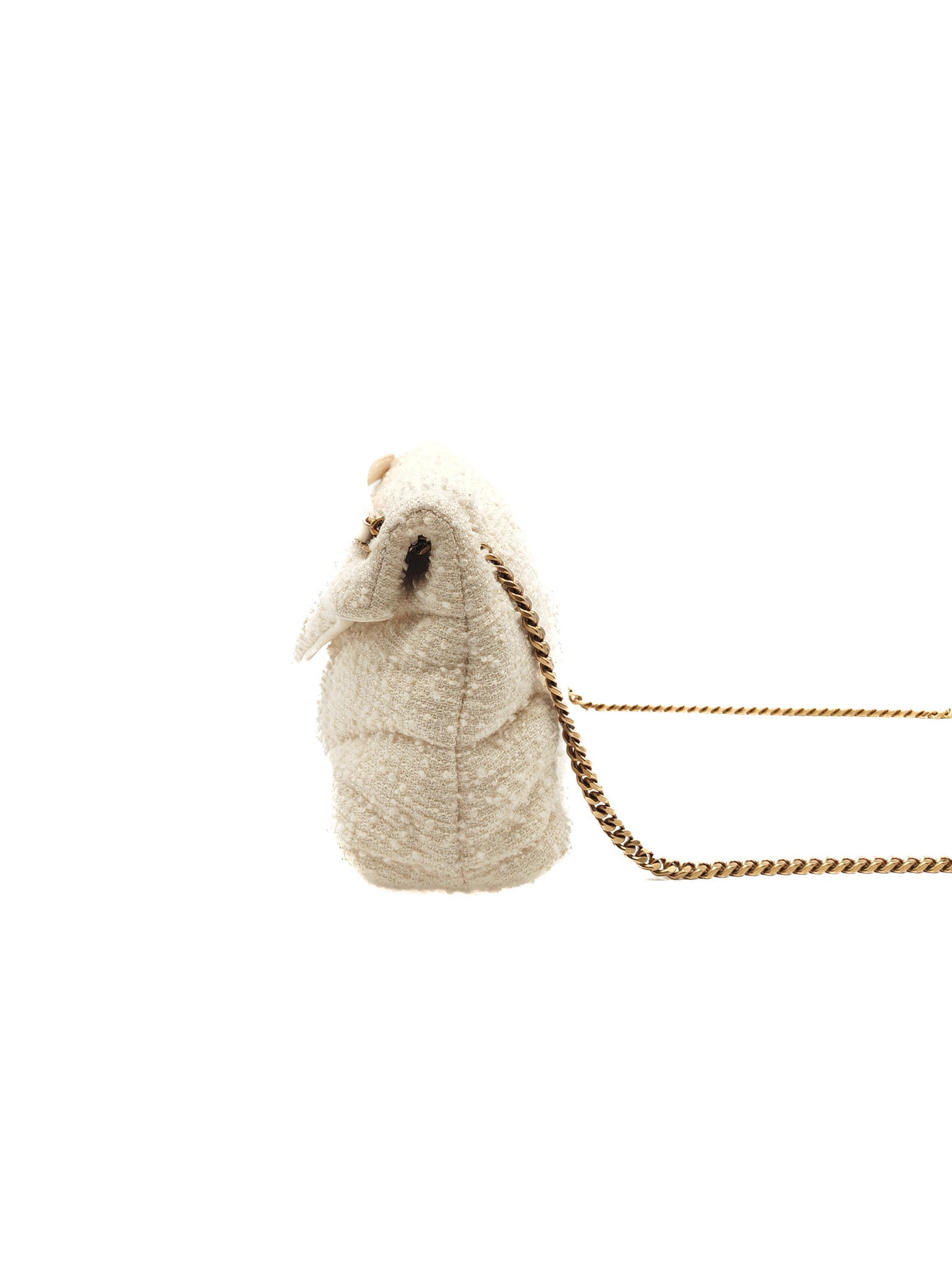 Loulou Puffer Bag Medium in Boucle Tweed Canvas & Gold Hardware