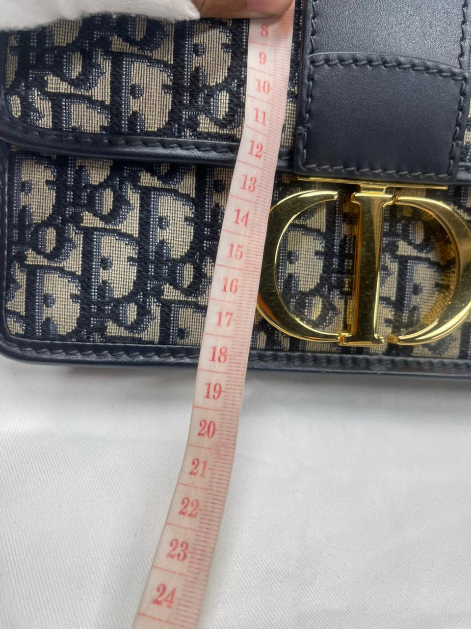Christian Dior 30 Montaigne Bag in BLue Dior Oblique Jacquard Canvas and Gold Hardware