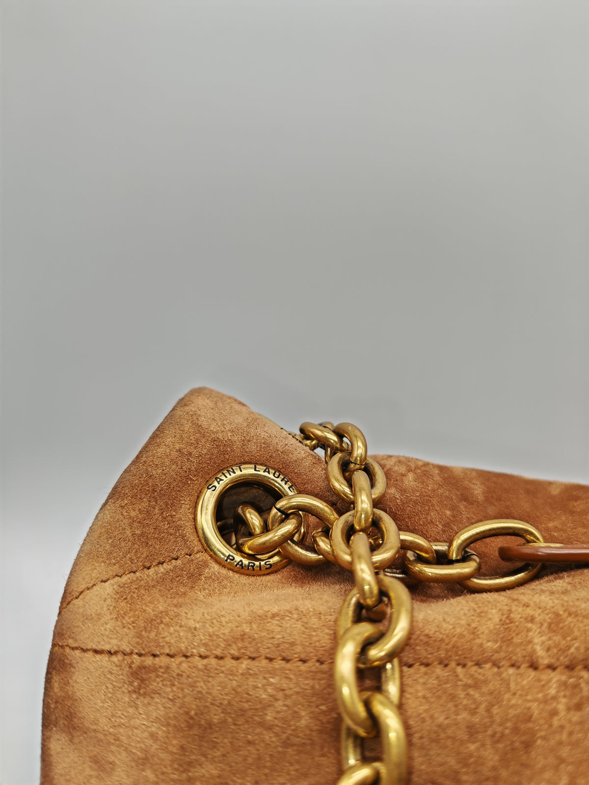 Yves Saint Laurent Jamie 4.3 Suede Shoulder Bag in Camel Suede Leather