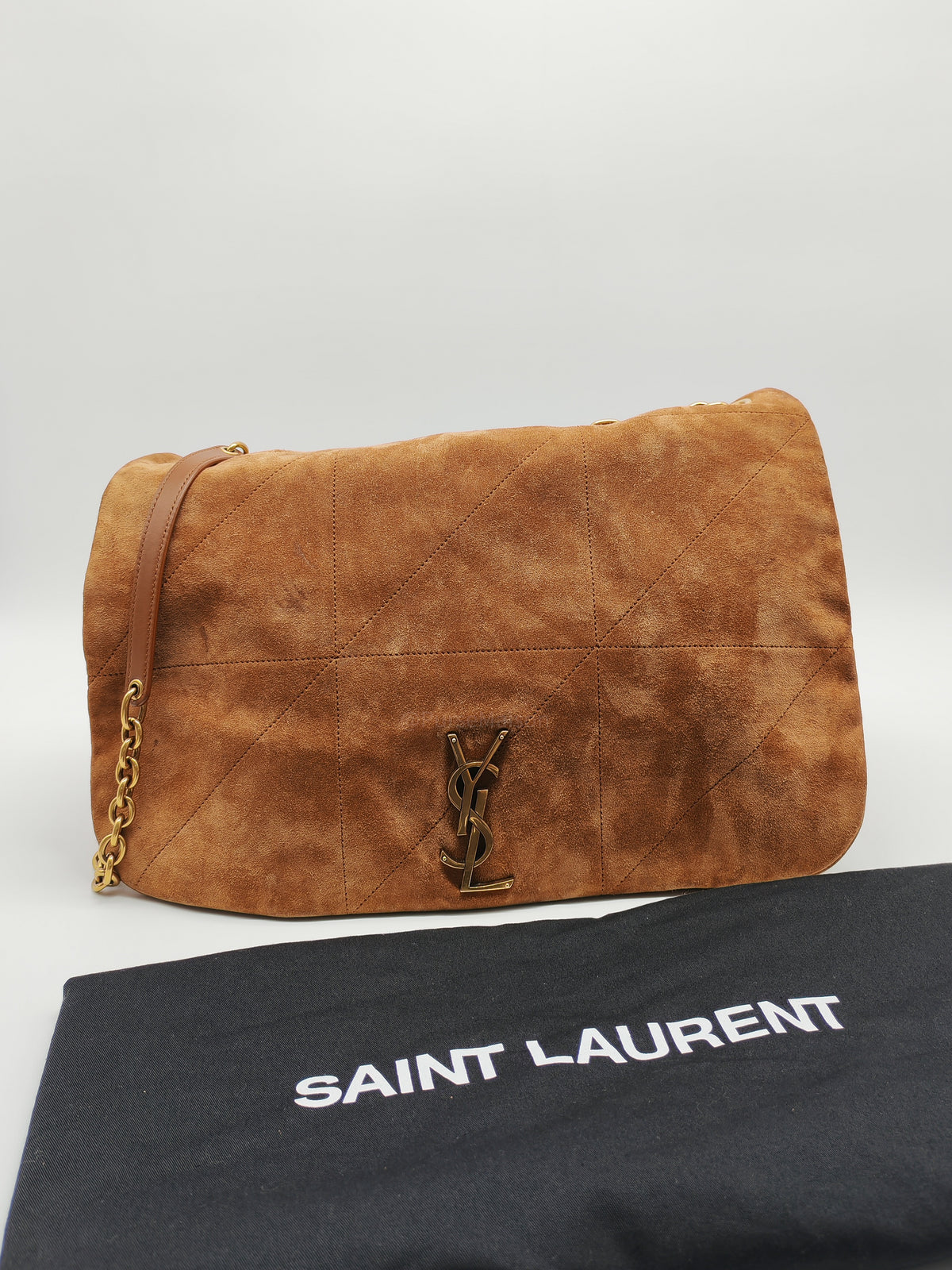 Yves Saint Laurent Jamie 4.3 Suede Shoulder Bag in Camel Suede Leather