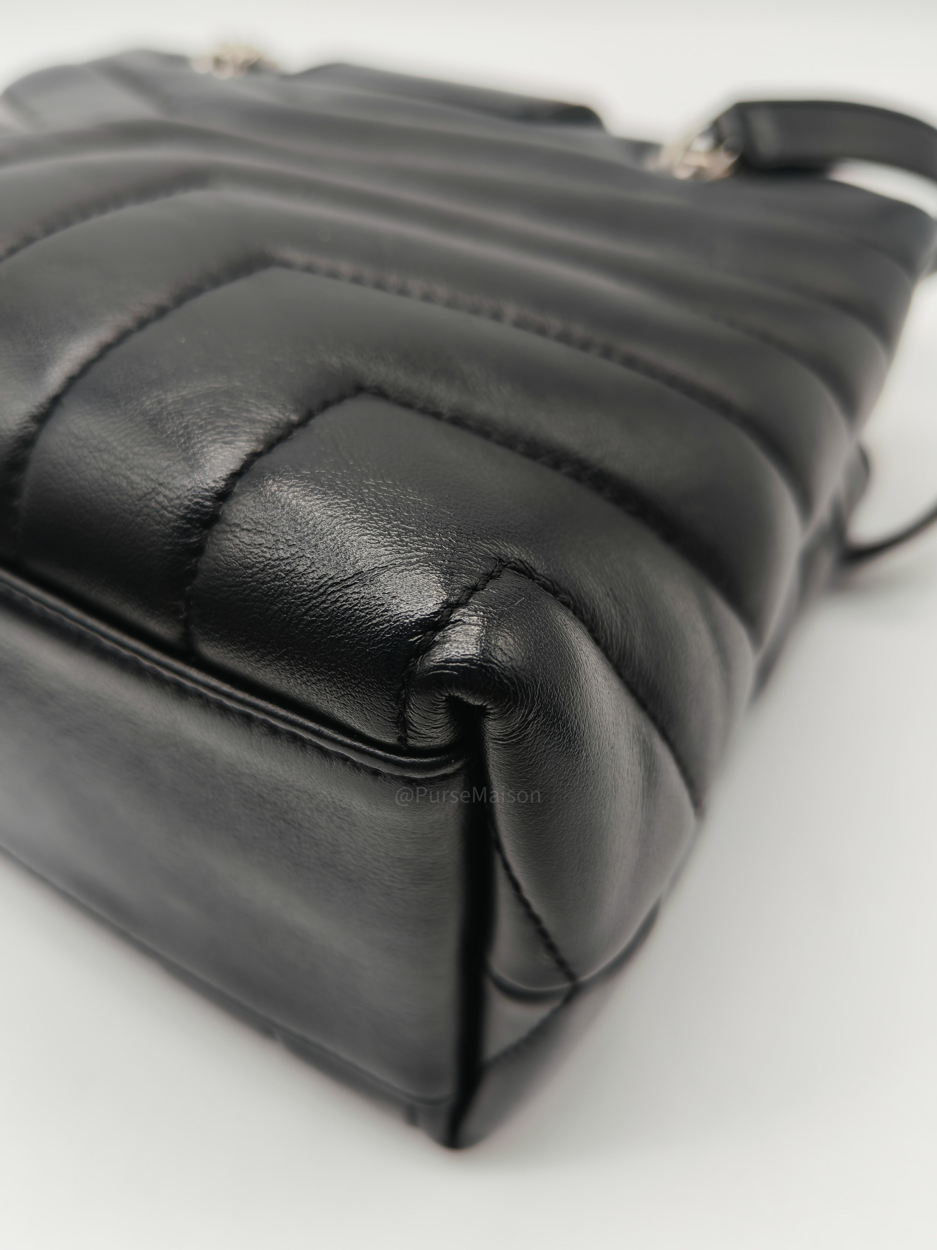 Yves Saint Laurent Loulou Shopping Tote Bag in Black Y Quilted Calfskin Leather and Silver Hardware