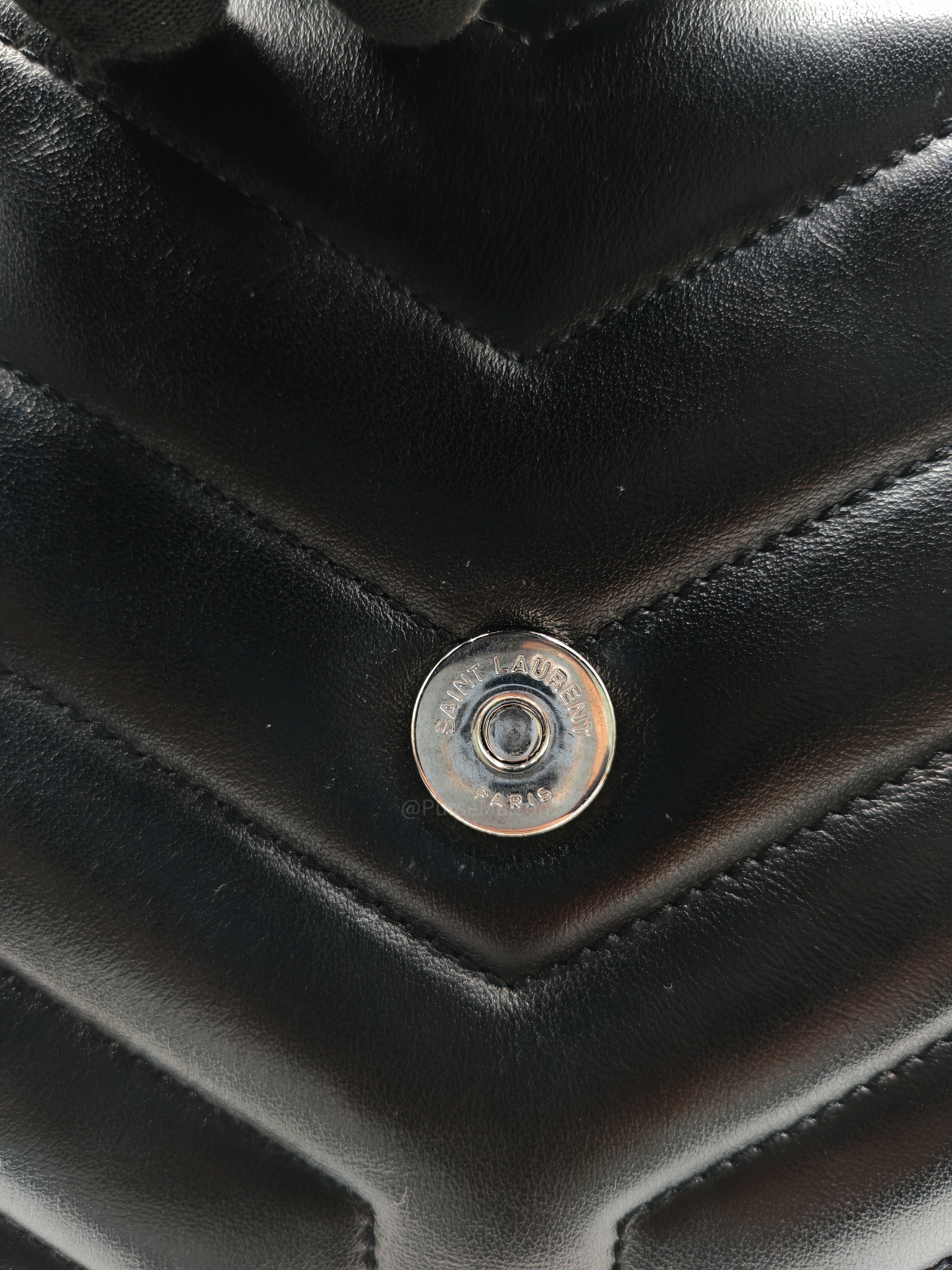 Yves Saint Laurent Loulou Shopping Tote Bag in Black Y Quilted Calfskin Leather and Silver Hardware