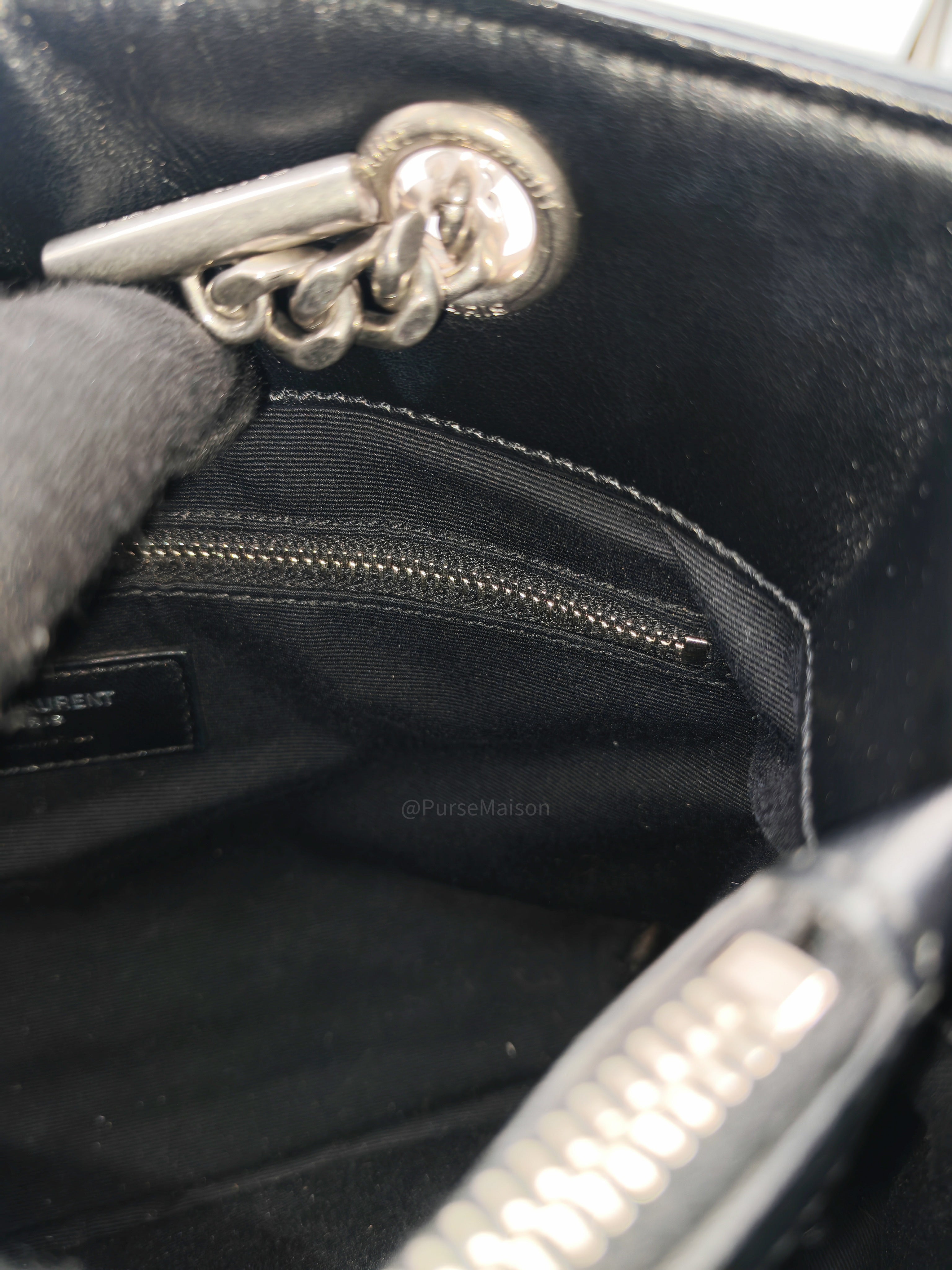 Yves Saint Laurent Loulou Shopping Tote Bag in Black Y Quilted Calfskin Leather and Silver Hardware
