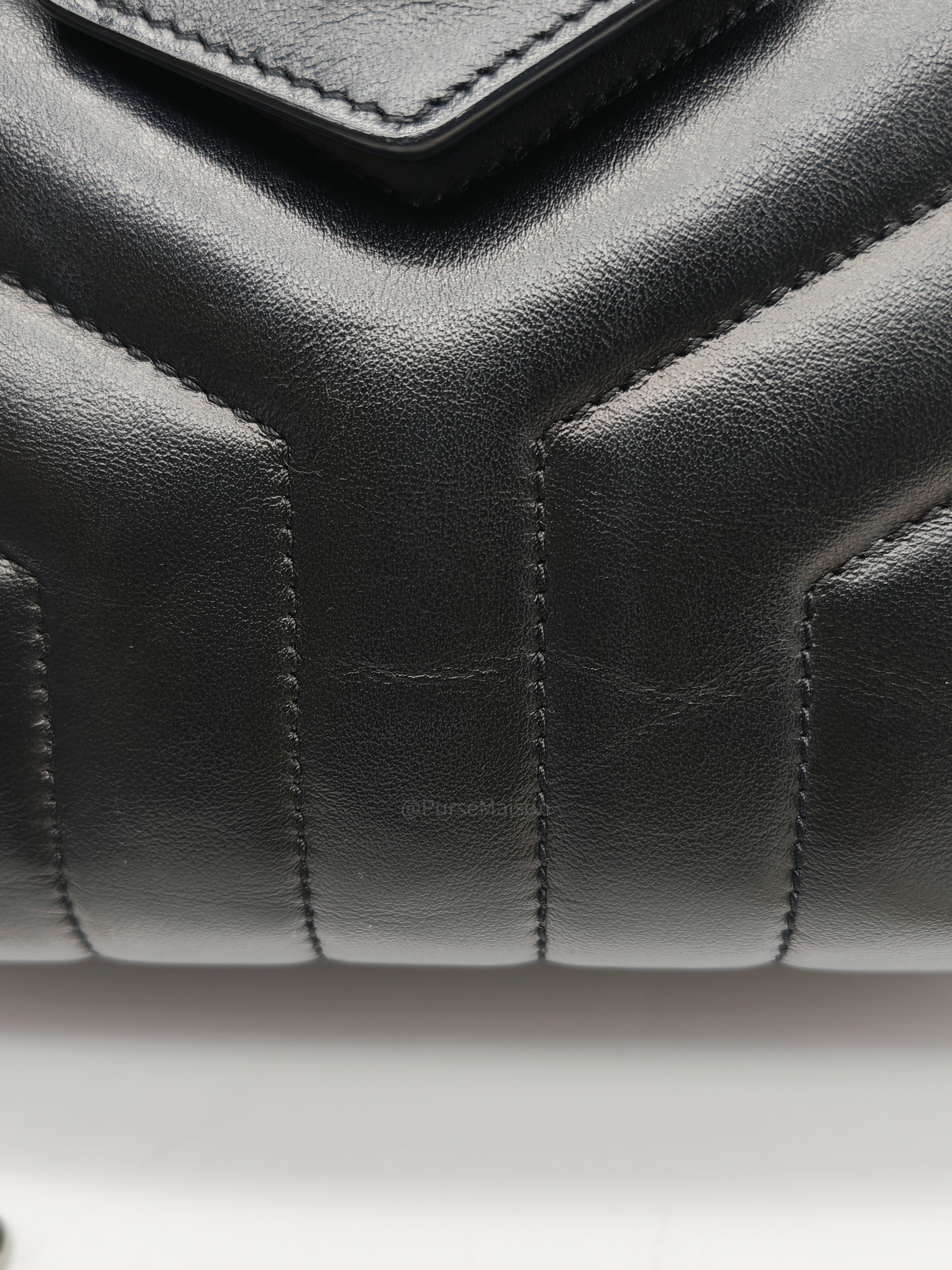 Yves Saint Laurent Loulou Shopping Tote Bag in Black Y Quilted Calfskin Leather and Silver Hardware