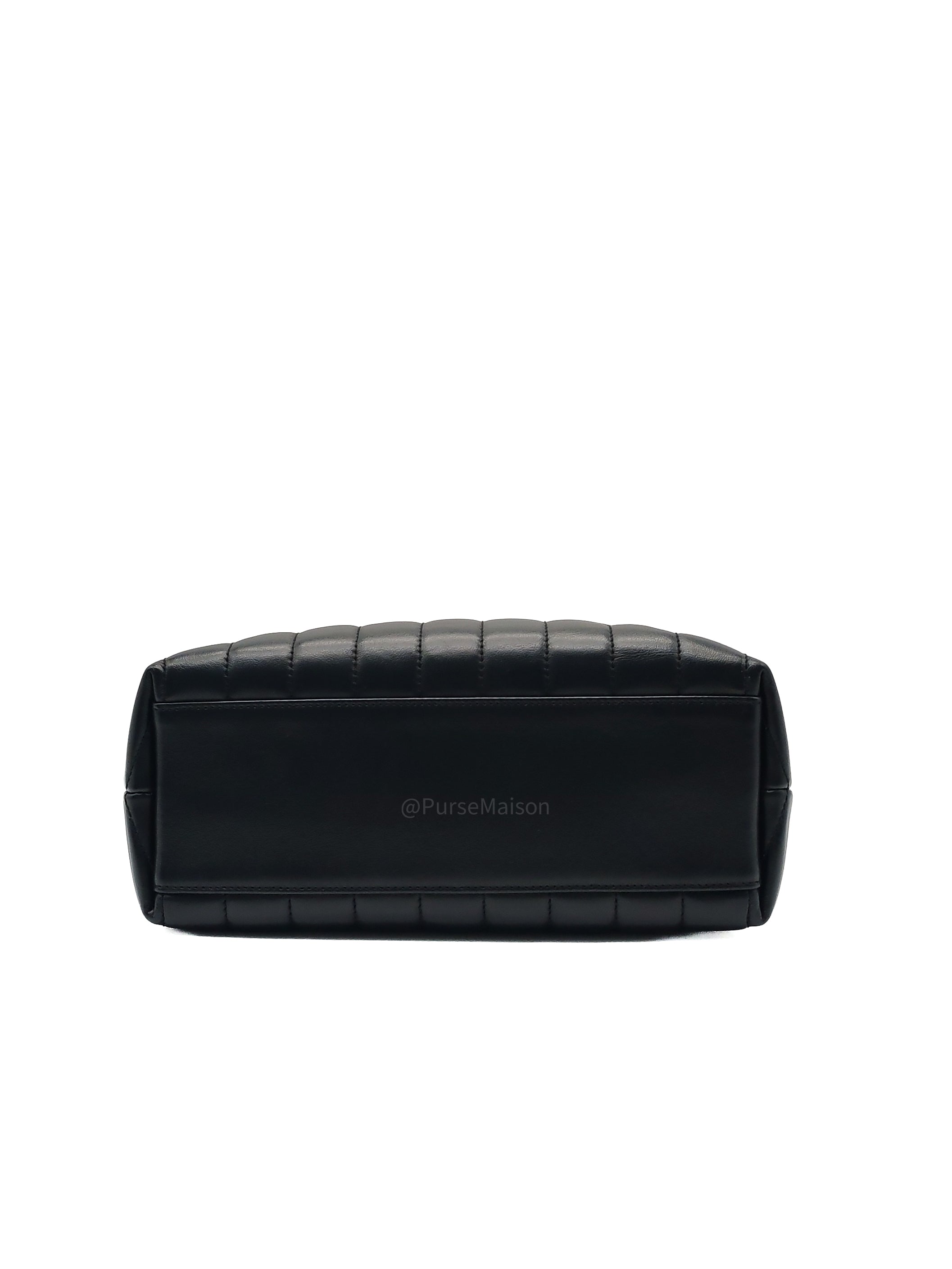 Yves Saint Laurent Loulou Shopping Tote Bag in Black Y Quilted Calfskin Leather and Silver Hardware