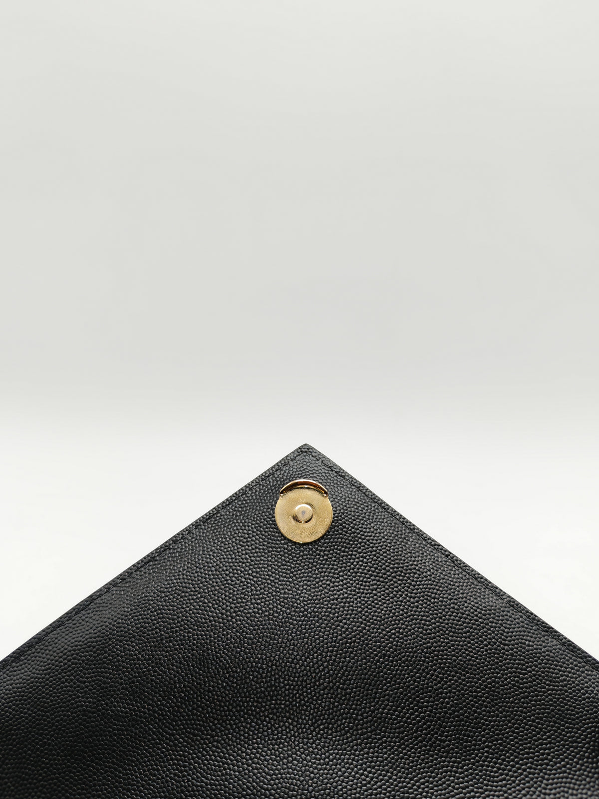 Yves Saint Laurent Envelope Shoulder Bag Medium in Black Quilted Grained de Poudre Embossed Leather and Gold Hardware