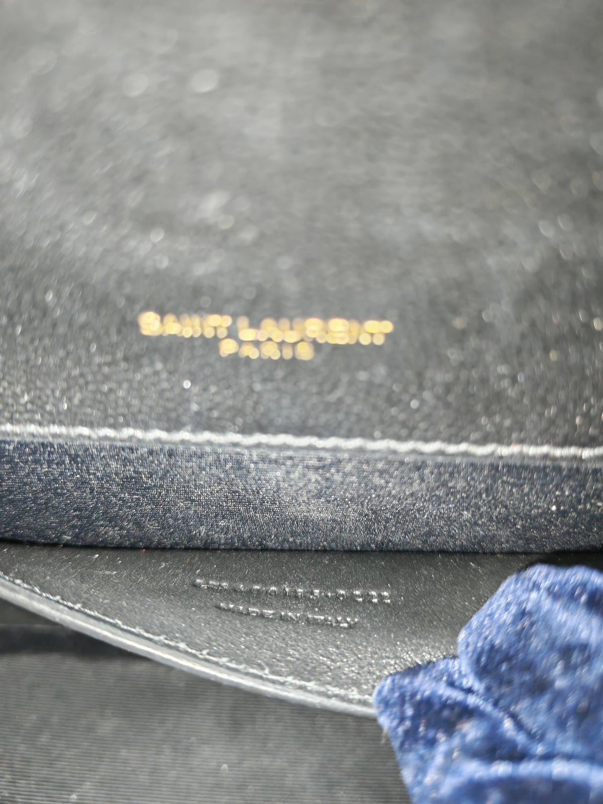 Yves Saint Laurent Envelope Shoulder Bag Medium in Black Quilted Grained de Poudre Embossed Leather and Gold Hardware
