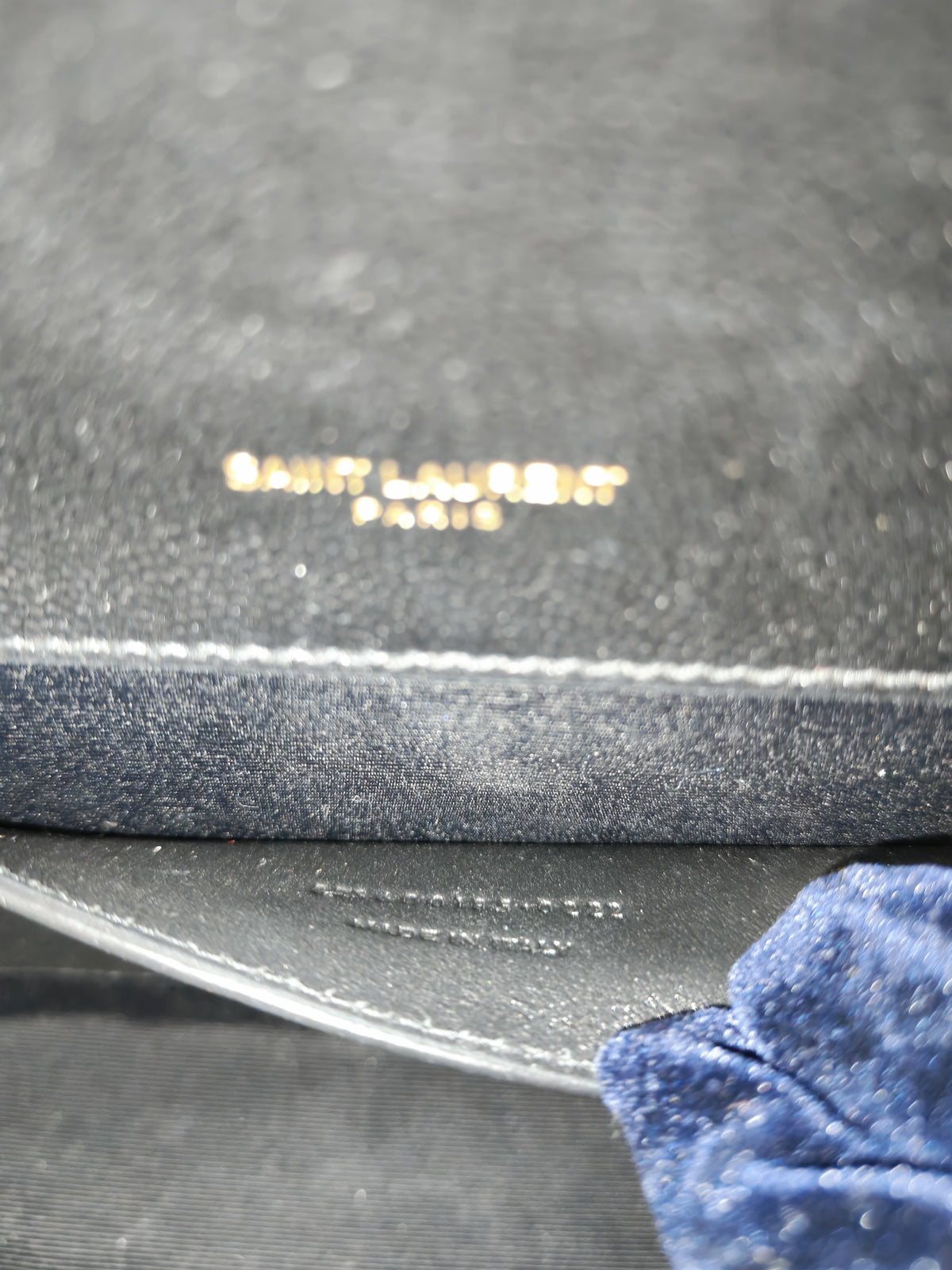 Yves Saint Laurent Envelope Shoulder Bag Medium in Black Quilted Grained de Poudre Embossed Leather and Gold Hardware