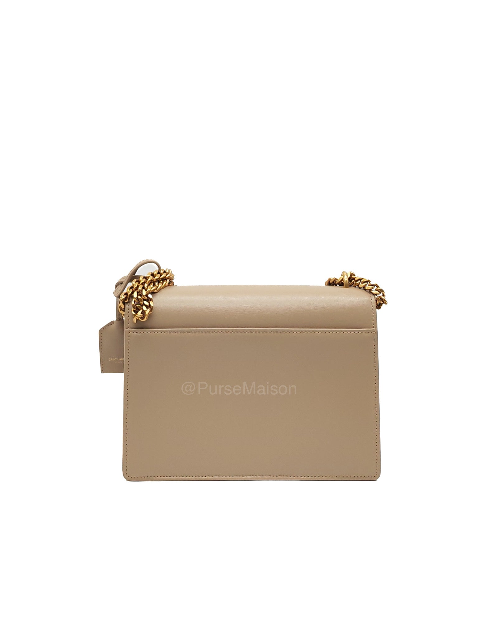 Yves Saint Laurent Sunset Medium in Dark Beige Calfskin Leather and Gold Hardware