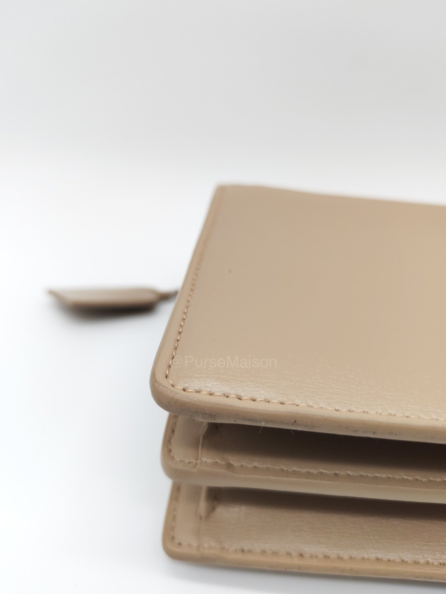 Yves Saint Laurent Sunset Medium in Dark Beige Calfskin Leather and Gold Hardware