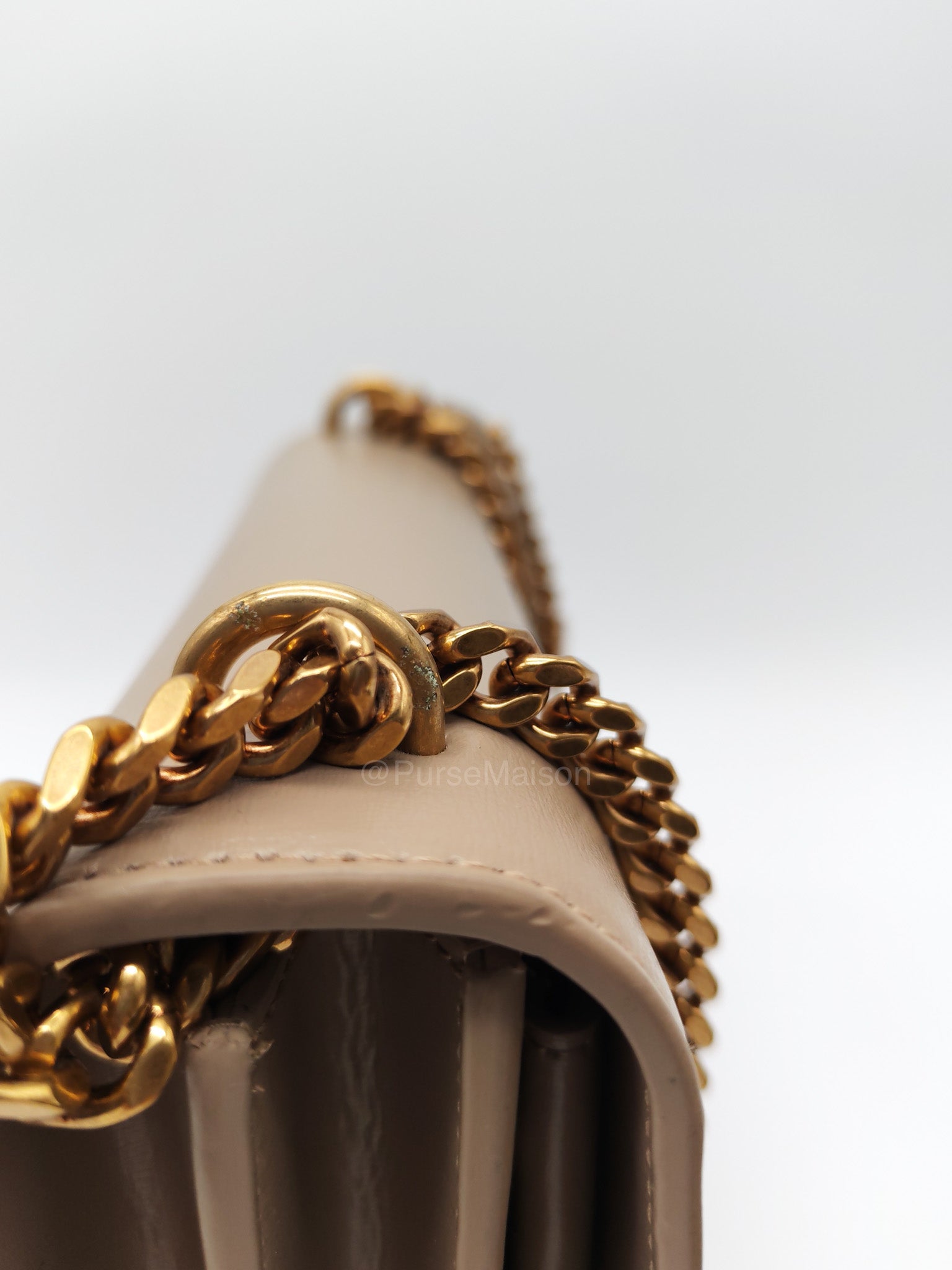 Yves Saint Laurent Sunset Medium in Dark Beige Calfskin Leather and Gold Hardware