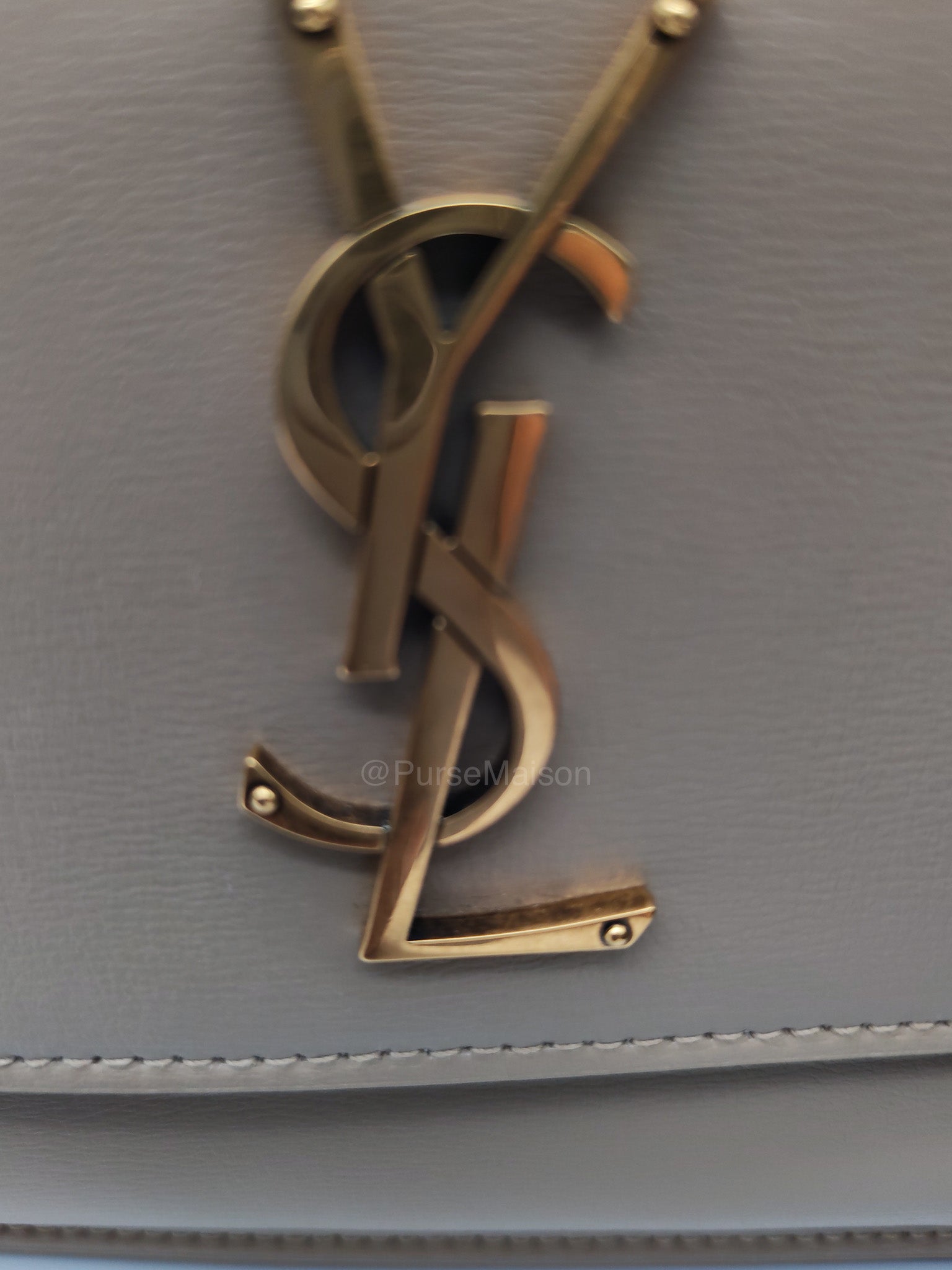 Yves Saint Laurent Sunset Medium in Dark Beige Calfskin Leather and Gold Hardware