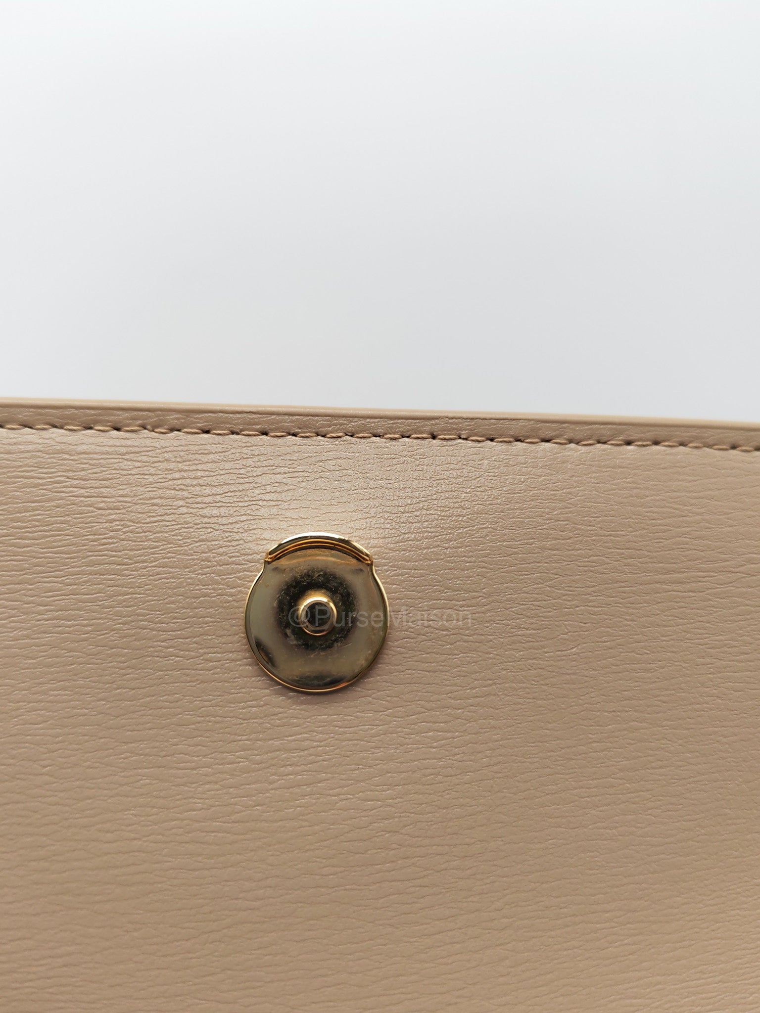 Yves Saint Laurent Sunset Medium in Dark Beige Calfskin Leather and Gold Hardware