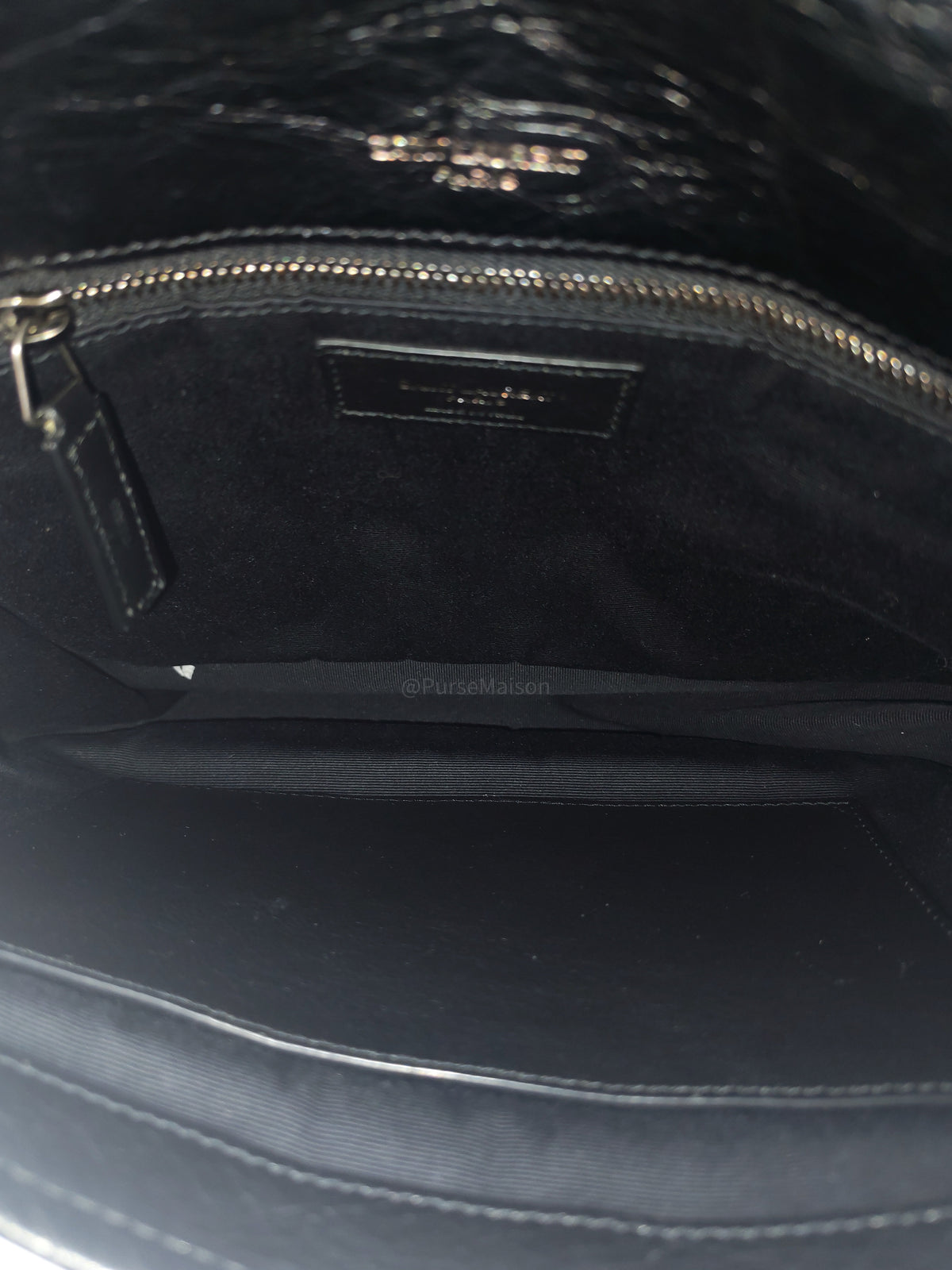 Yves Saint Laurent Niki Shoulder Bag Medium in Black Quilted Crinkled Calfskin Leather and Mixed Hardware
