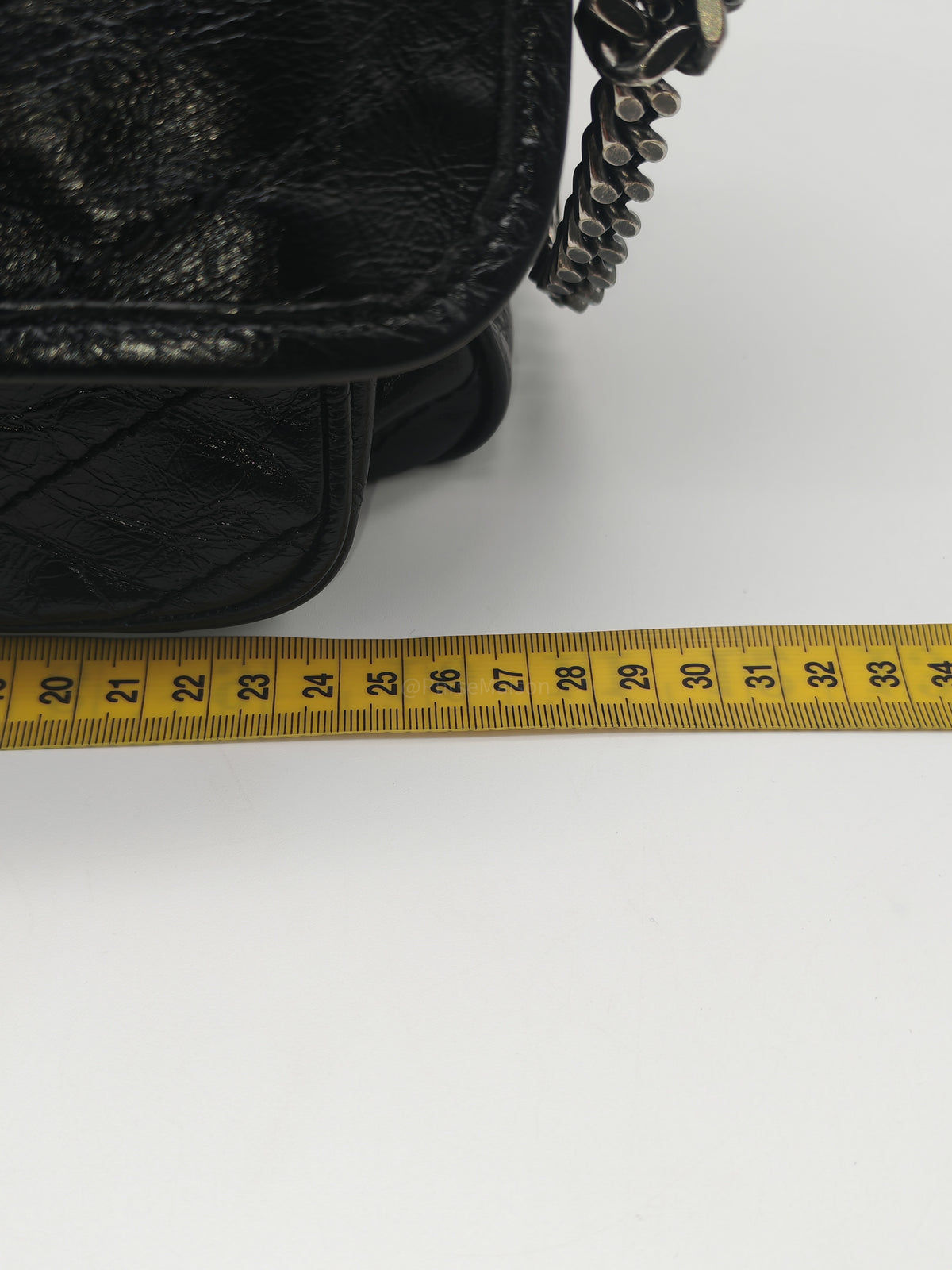 Yves Saint Laurent Niki Shoulder Bag Medium in Black Quilted Crinkled Calfskin Leather and Mixed Hardware