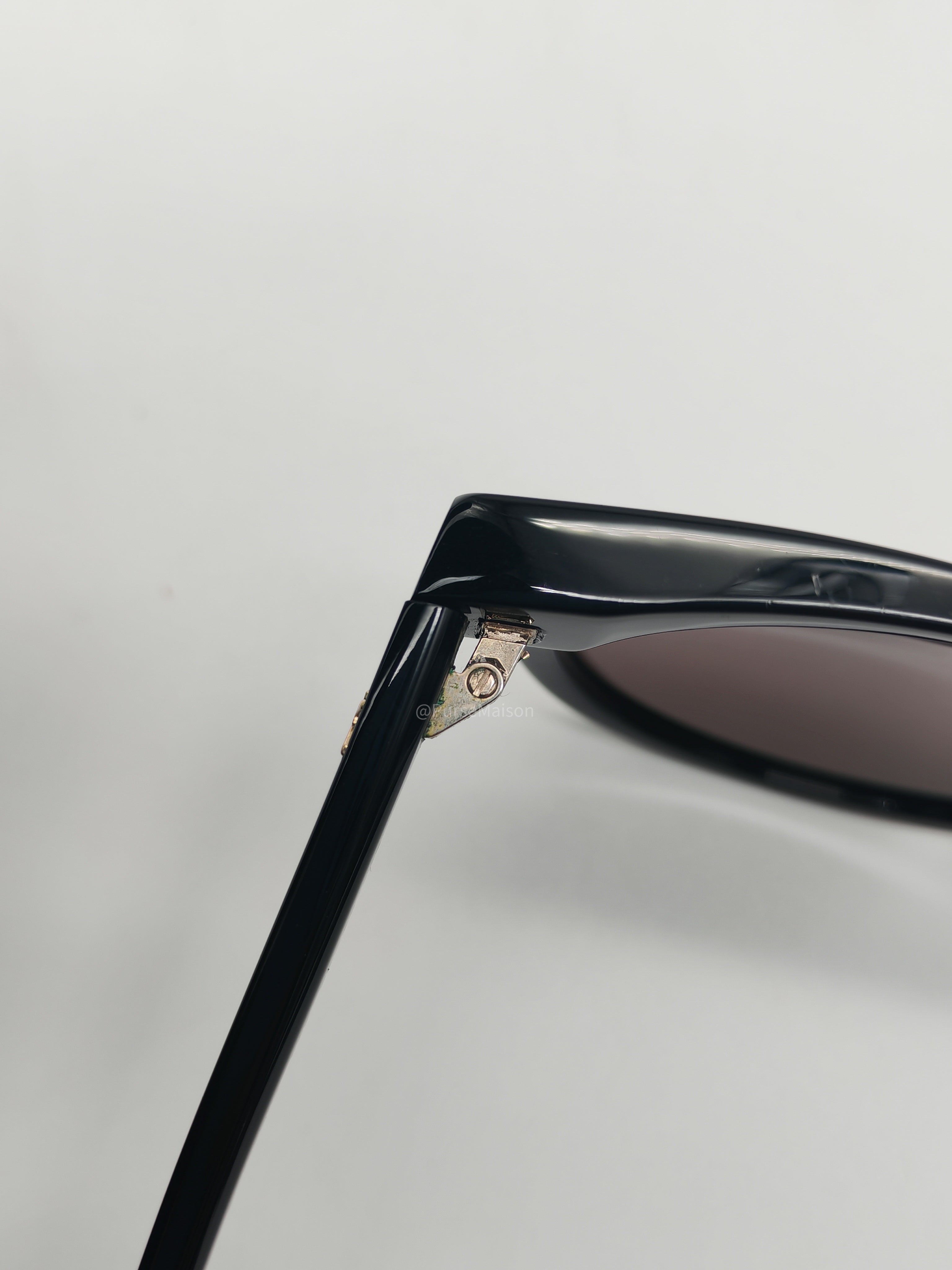 Yves Saint Laurent Black Round Acetate Frame Sunglasses