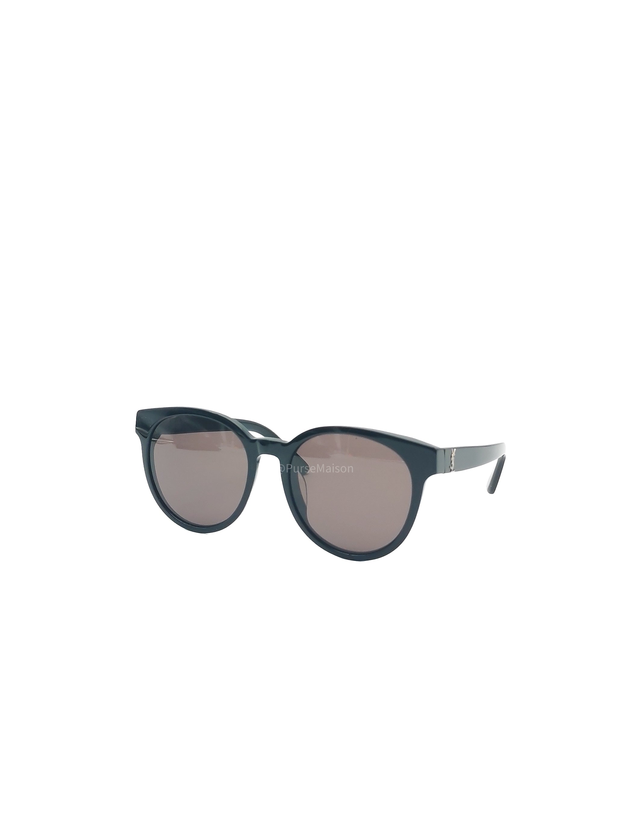 Yves Saint Laurent Black Round Acetate Frame Sunglasses