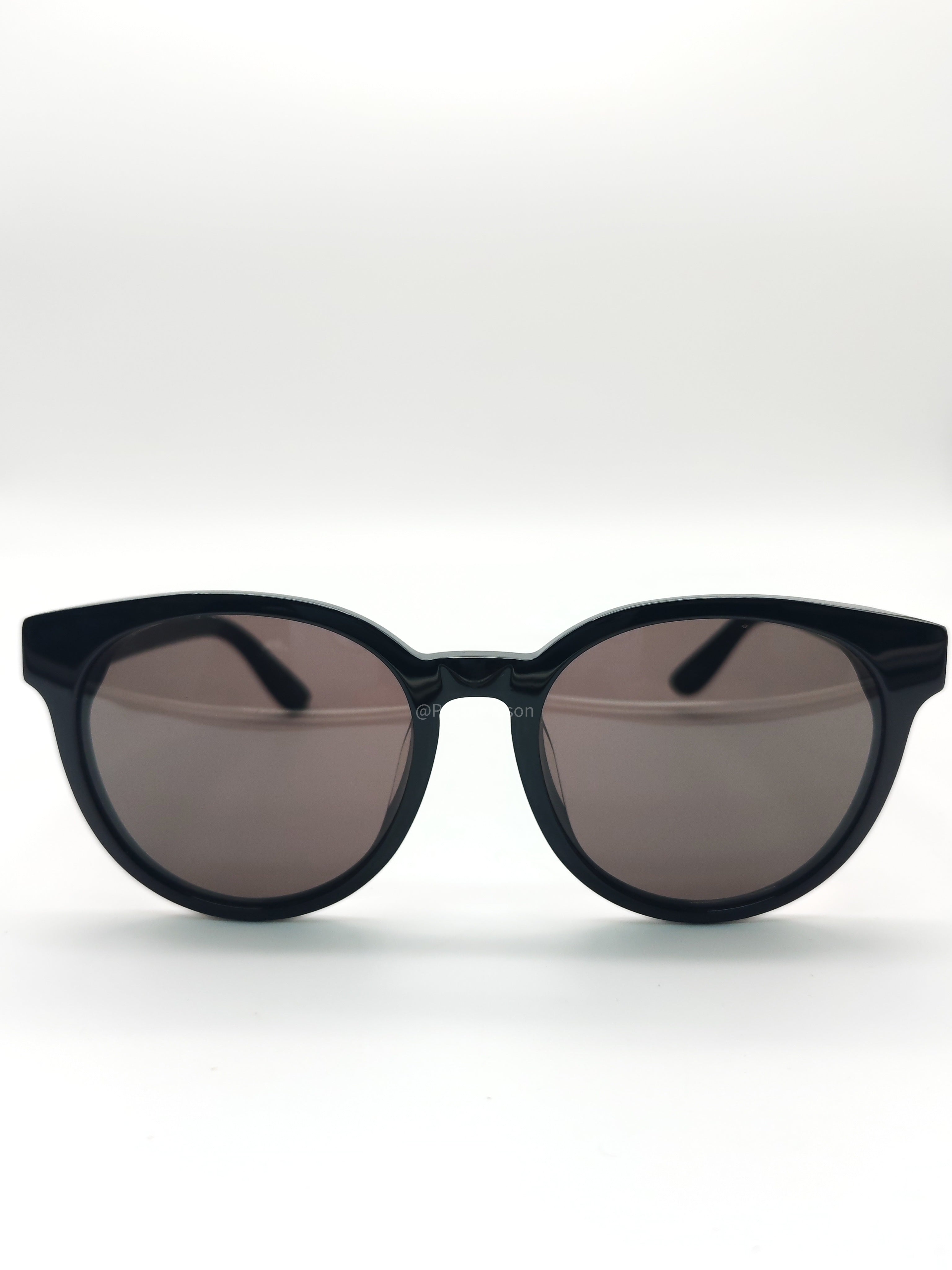 Yves Saint Laurent Black Round Acetate Frame Sunglasses