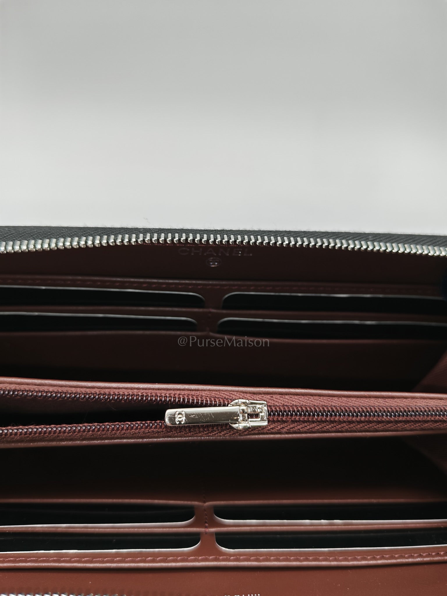 Classic Long Zipped Wallet in Black Caviar Leather & Palladium Hardware Microchip