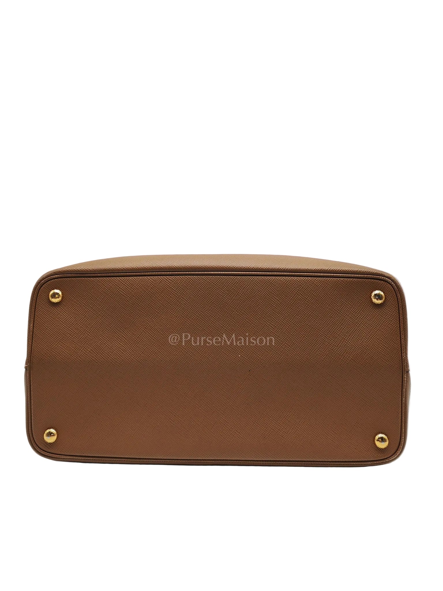 1BG756 Double Bag Large in Tan Saffiano Cuir Leather Shoulder Bag