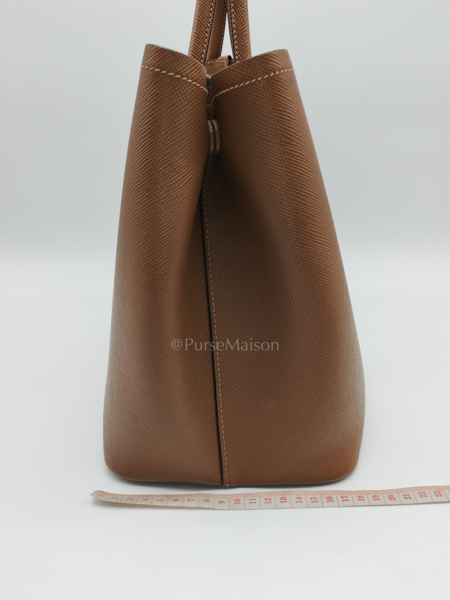1BG756 Double Bag Large in Tan Saffiano Cuir Leather Shoulder Bag