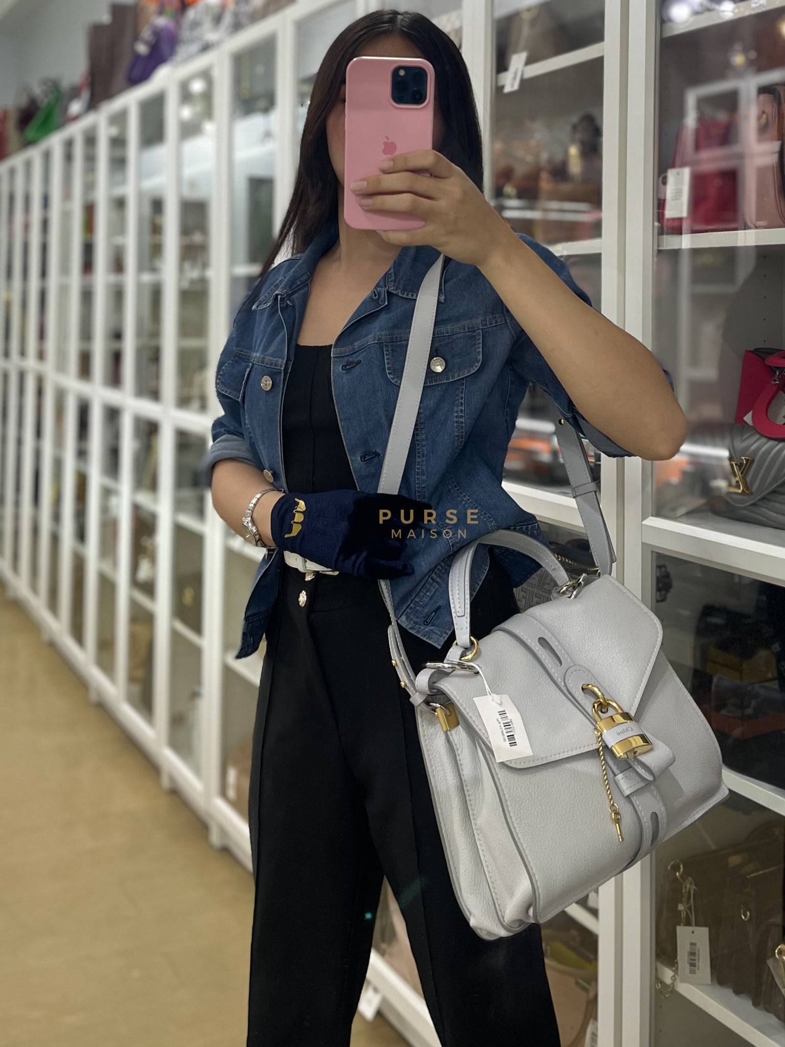 Aby Day Bag Small in Light Gray | Purse Maison Luxury Bags Shop