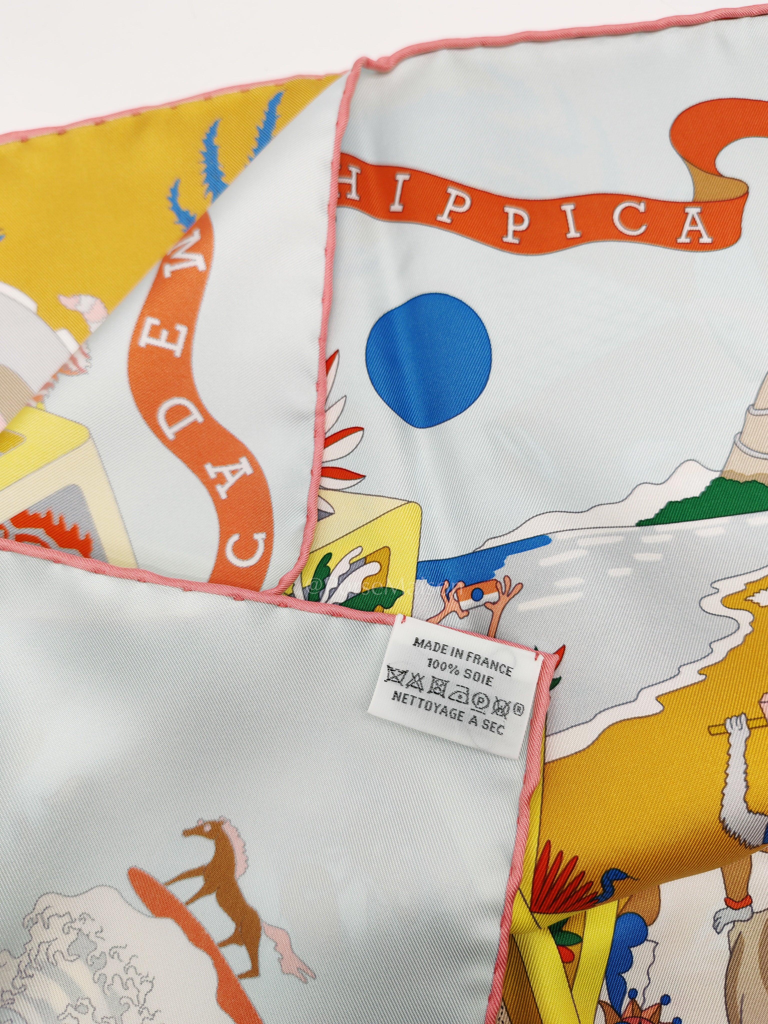 Academia Hippica Bleu Glacier Sable Silk Scarf 90x90cm | Purse Maison Luxury Bags Shop