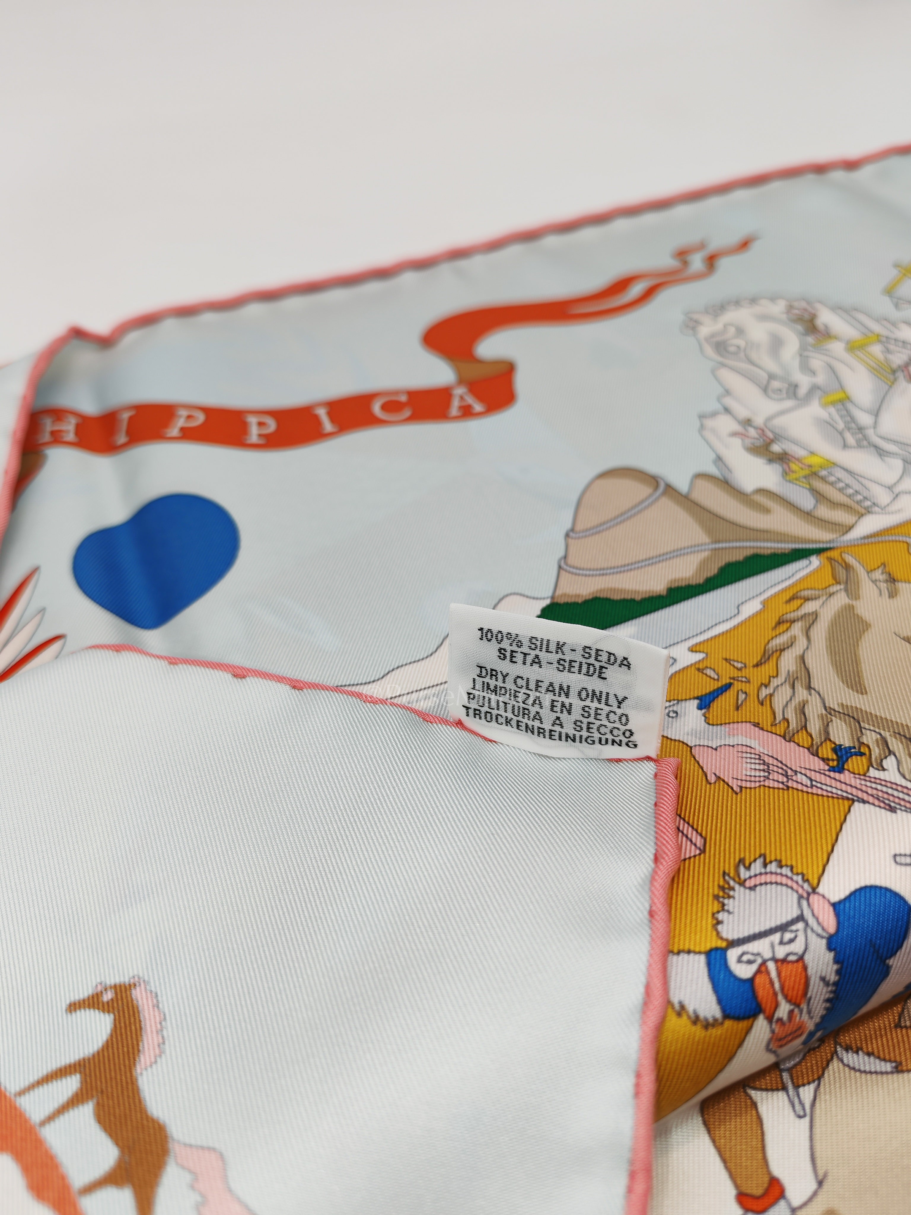 Academia Hippica Bleu Glacier Sable Silk Scarf 90x90cm | Purse Maison Luxury Bags Shop