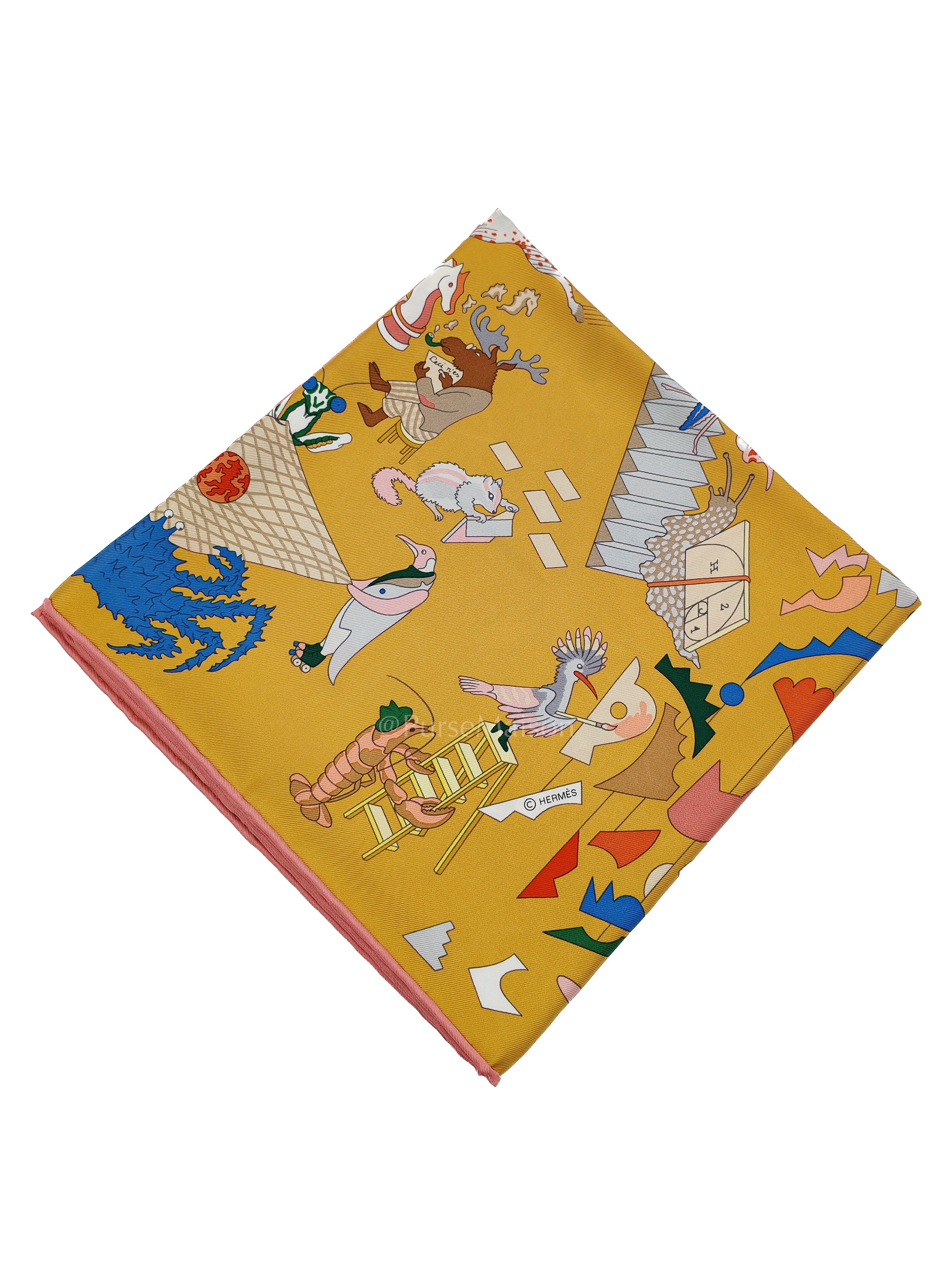 Academia Hippica Bleu Glacier Sable Silk Scarf 90x90cm | Purse Maison Luxury Bags Shop