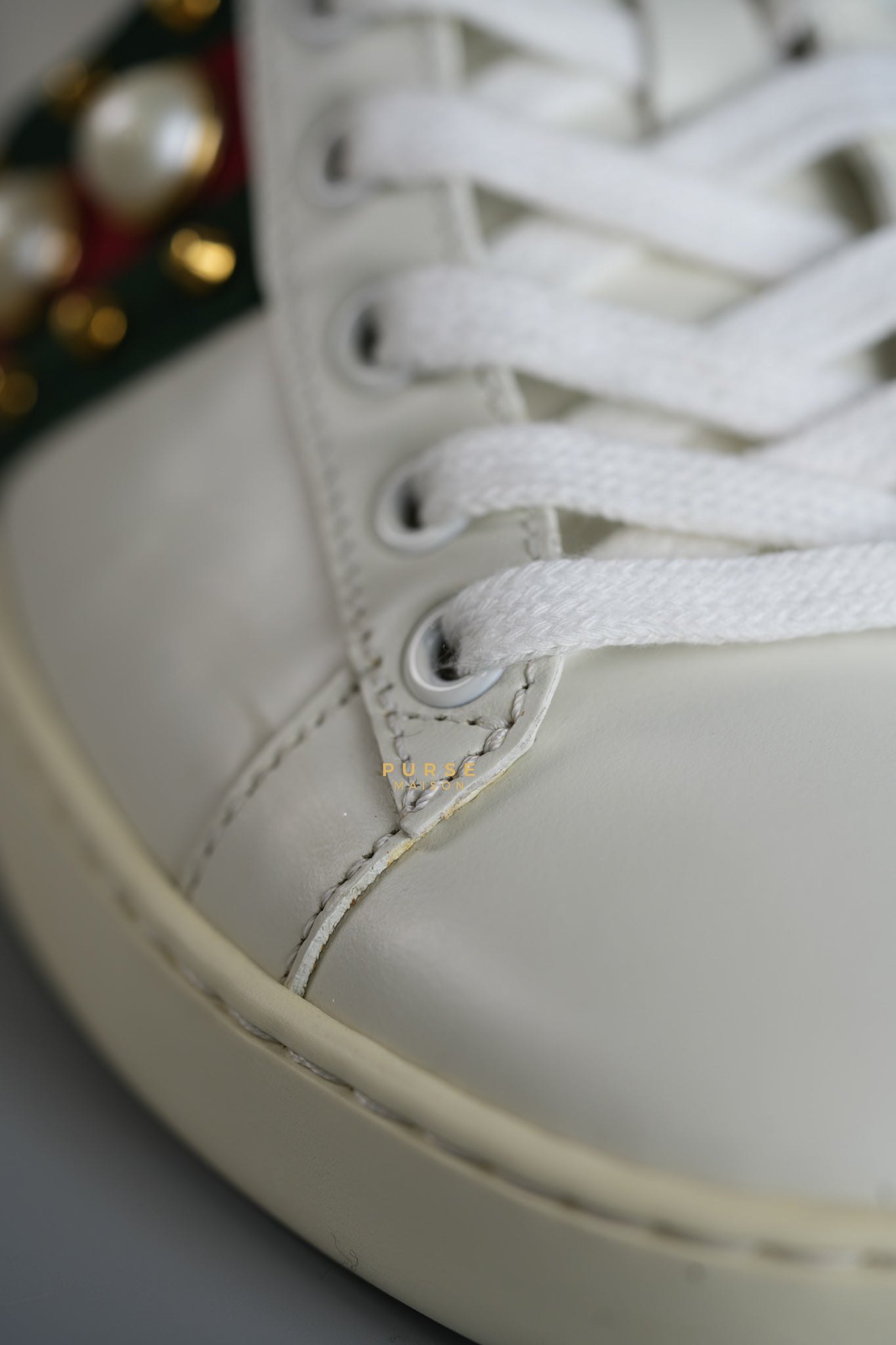 Ace Pearl & Spike White Sneaker Size 38 EUR (26cm) | Purse Maison Luxury Bags Shop