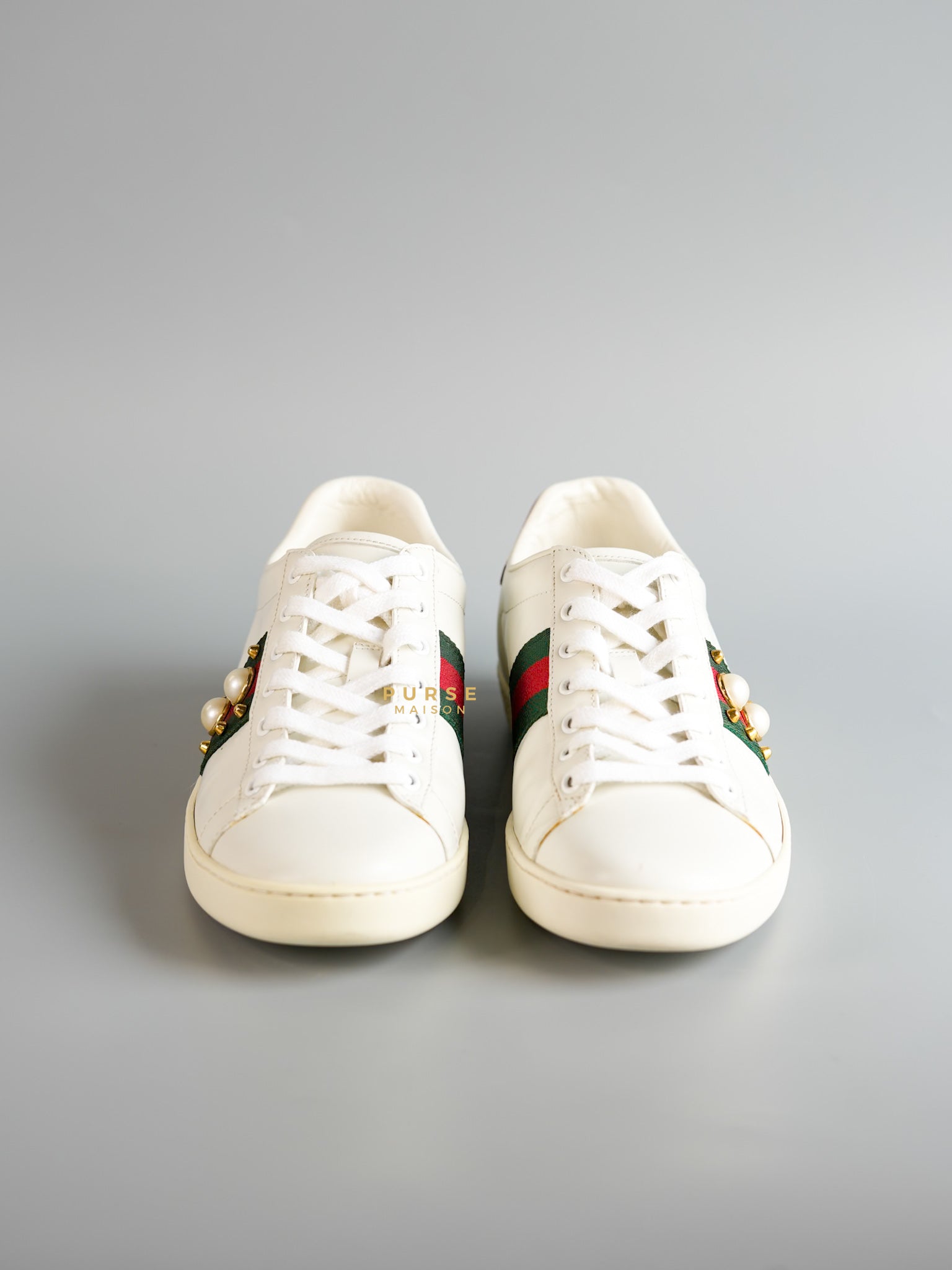 Ace Pearl & Spike White Sneaker Size 38 EUR (26cm) | Purse Maison Luxury Bags Shop