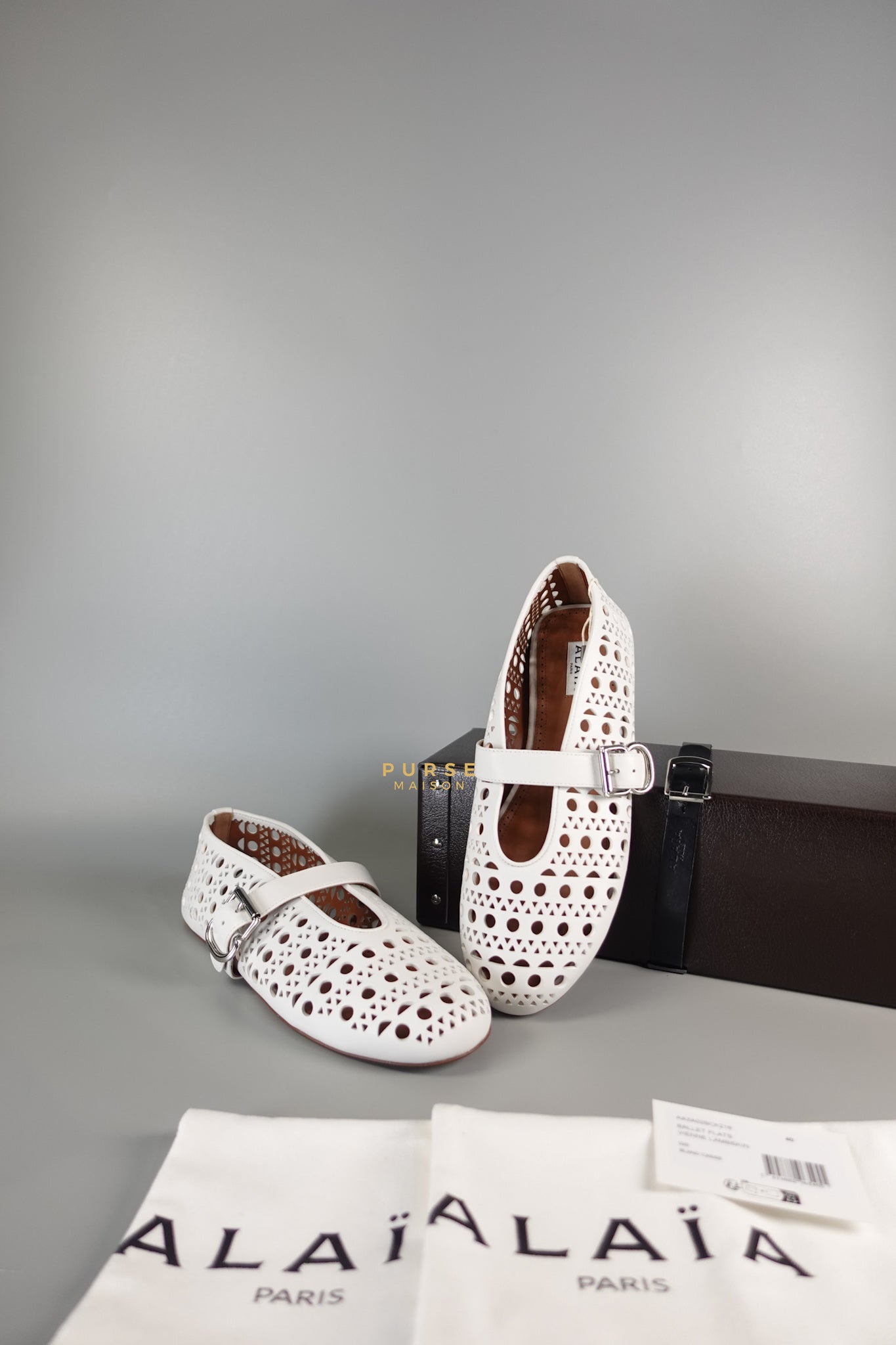 Alaia Blanc Casse Vienne Lambskin Ballet Flats Size 40 | Purse Maison Luxury Bags Shop