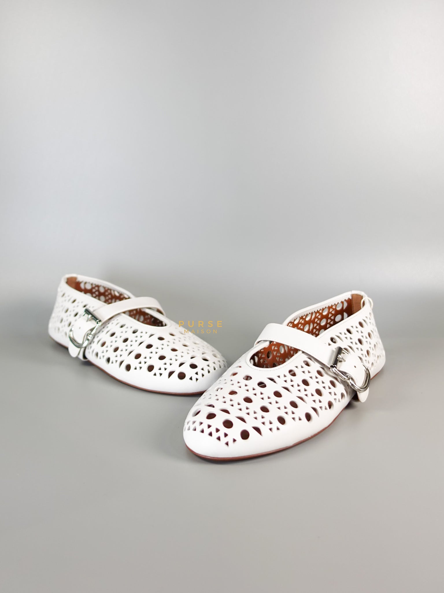 Alaia Blanc Casse Vienne Lambskin Ballet Flats Size 40 | Purse Maison Luxury Bags Shop