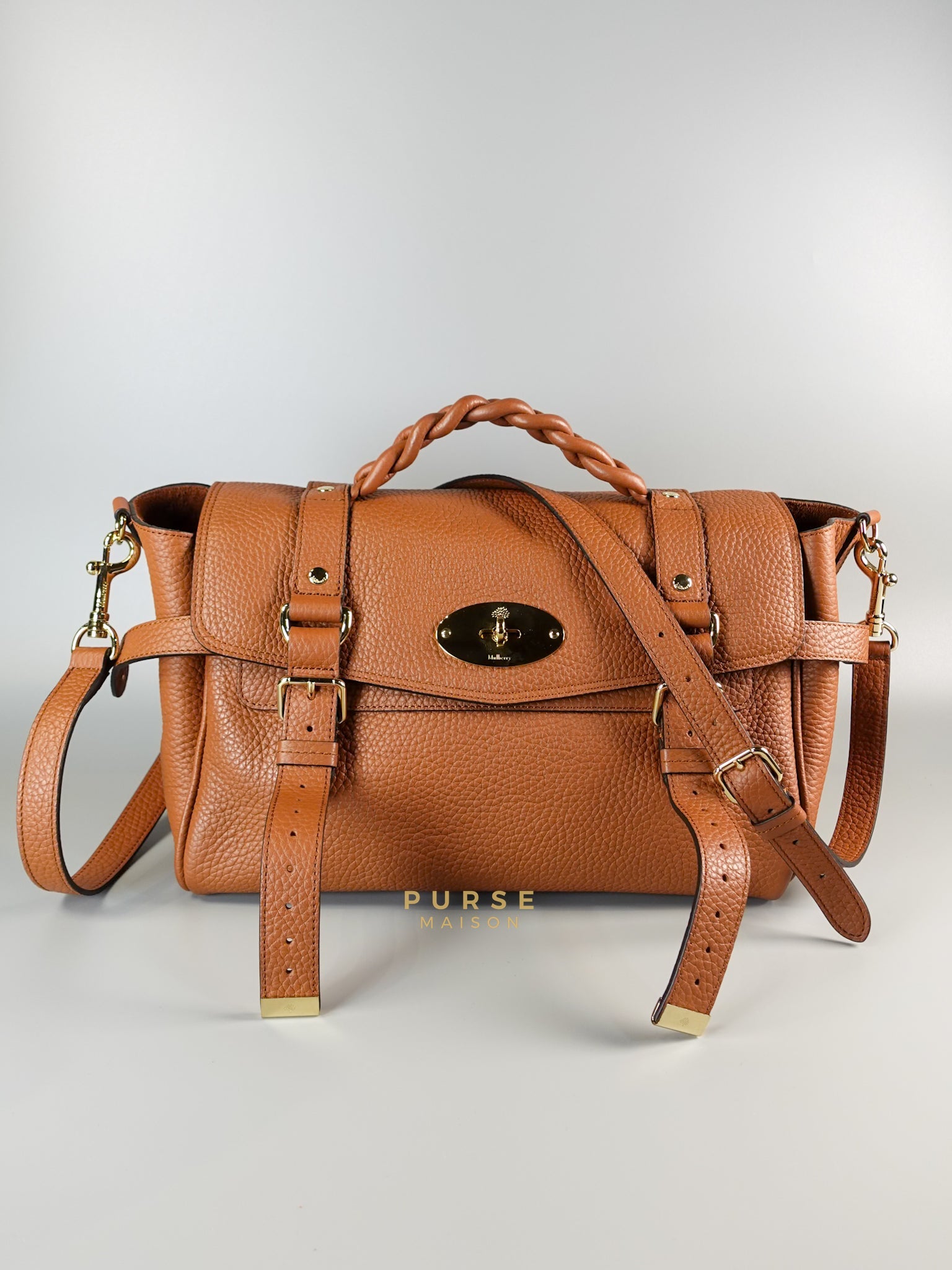 Alexa Bag in Chestnut Grain Leather Bag | Purse Maison Luxury Bags Shop