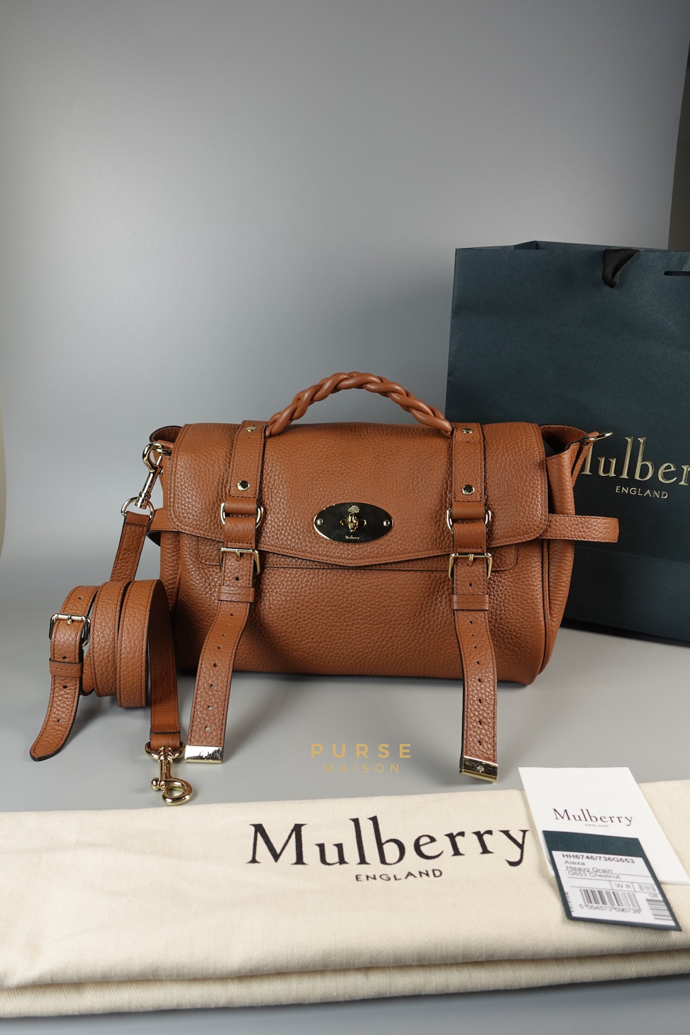 Alexa Bag in Chestnut Grain Leather Bag | Purse Maison Luxury Bags Shop