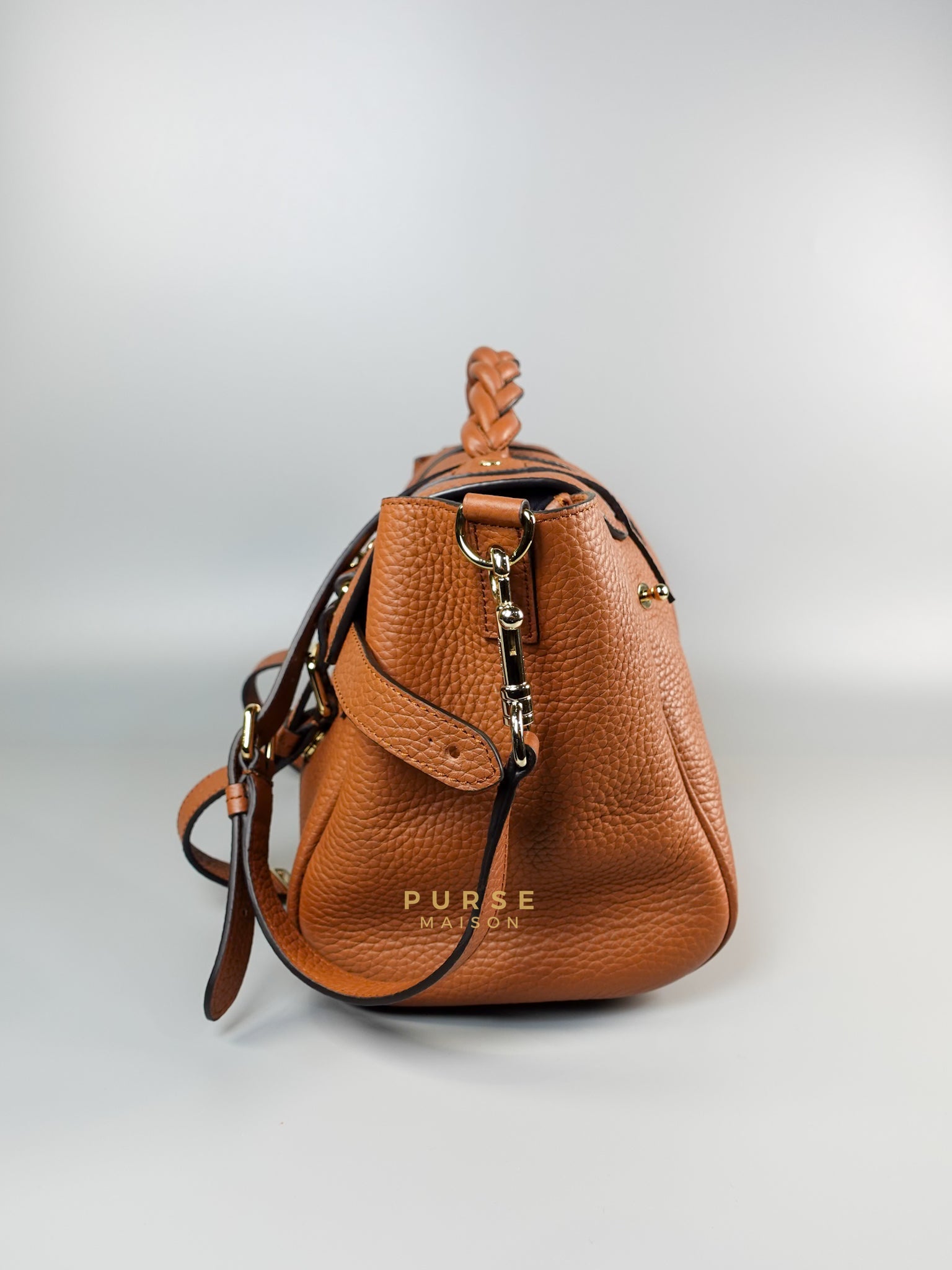 Alexa Bag in Chestnut Grain Leather Bag | Purse Maison Luxury Bags Shop